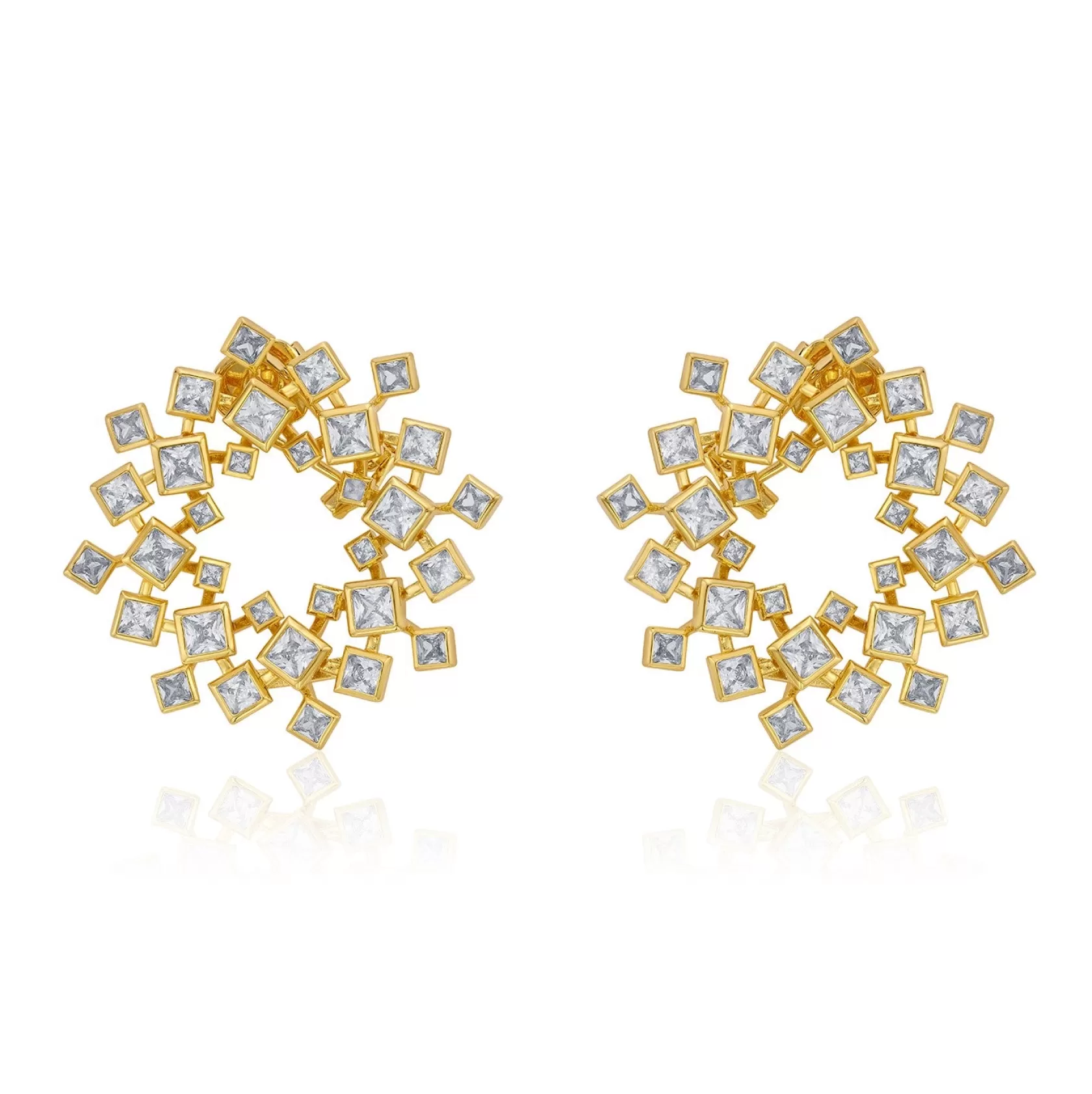 Earrings*Isharya Ada Starburst Mirror Studs Gold