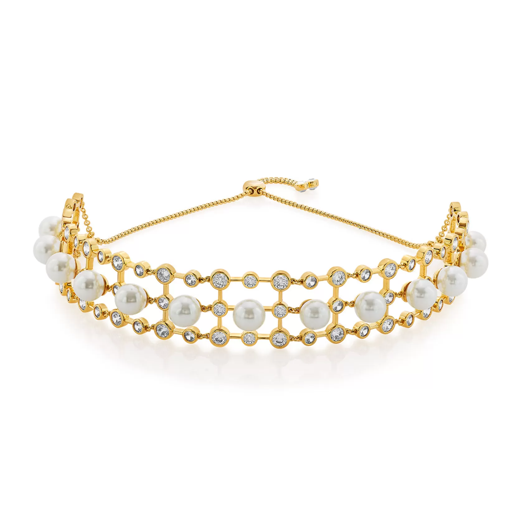 Headgear*Isharya Amara Pearl Cz Choker Necklace White