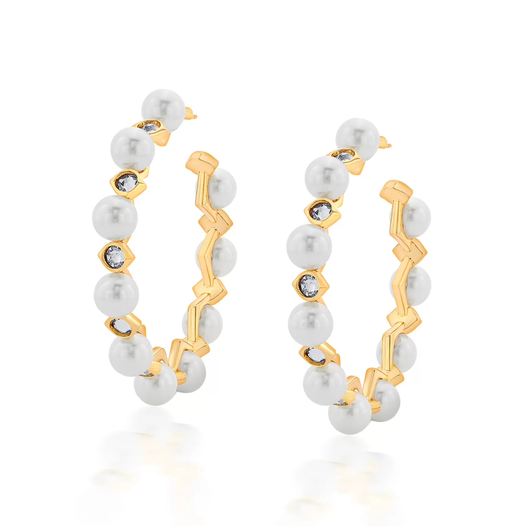 Earrings*Isharya Amara Pearl Cz Statement Hoop Earrings White