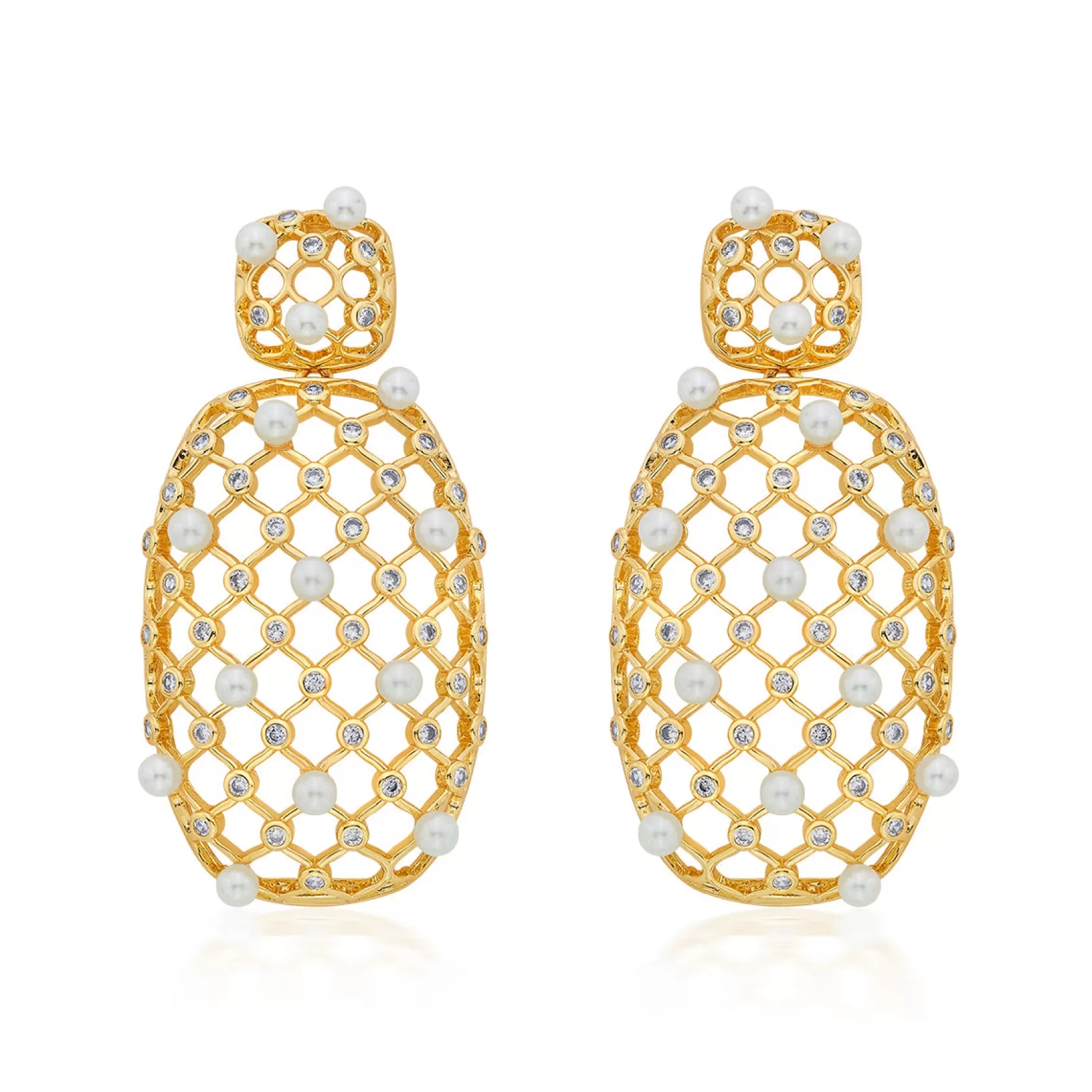 Earrings*Isharya Amara Pearl Lattice Earrings Gold