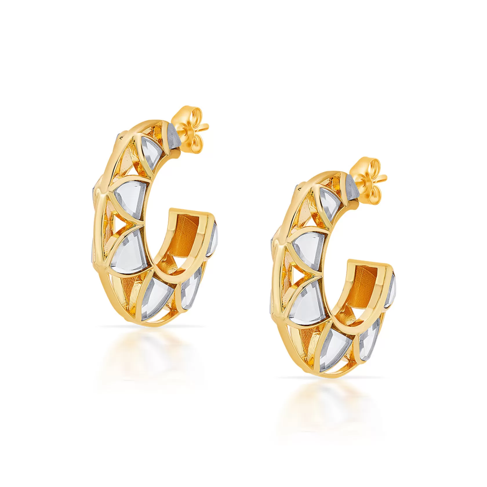 Earrings*Isharya Amara Sculpted Flower Hoop Earrings Gold