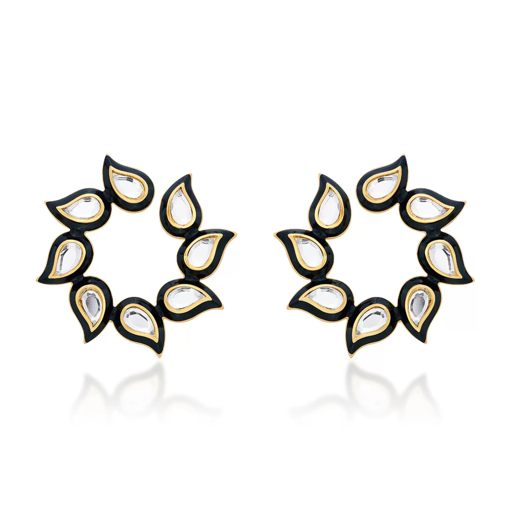 Earrings*Isharya Amina Enamel Mirror Earrings Black