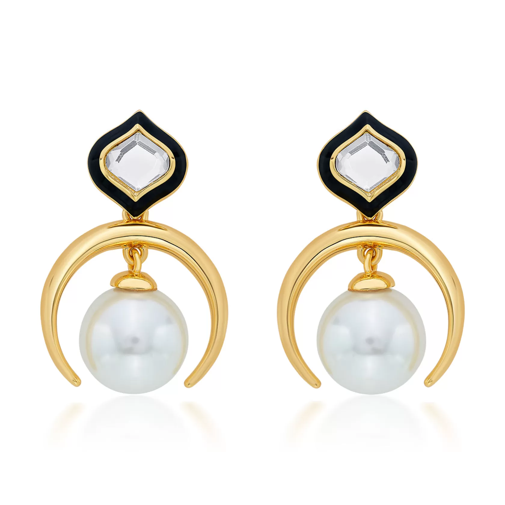 Earrings*Isharya Amina Half Moon Pearl Earrings White