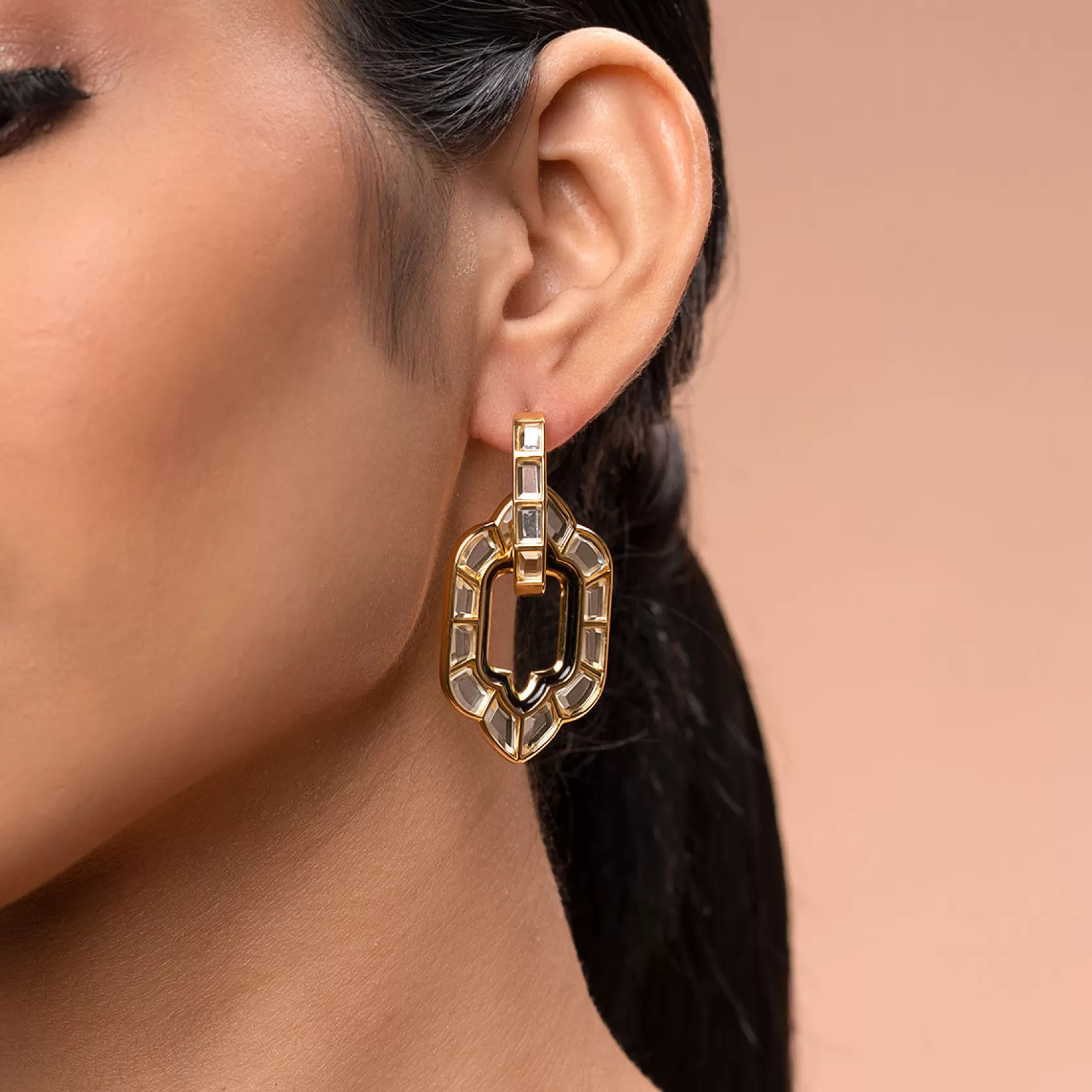 Earrings*Isharya Amina Mirror Short Earrings Gold