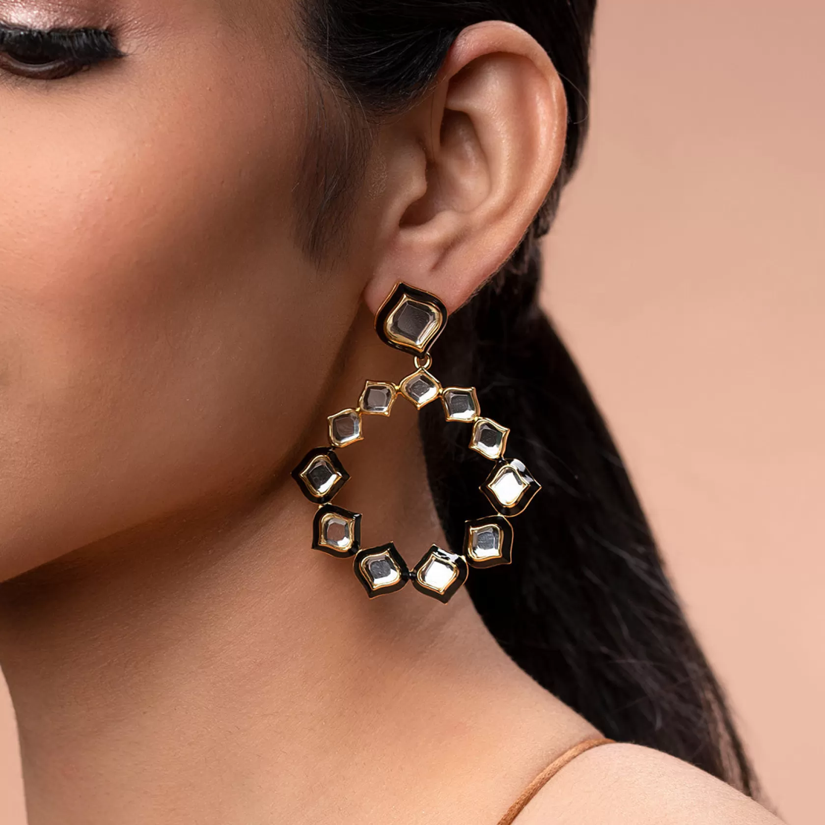 Earrings*Isharya Amina Mirror Statement Earrings Gold