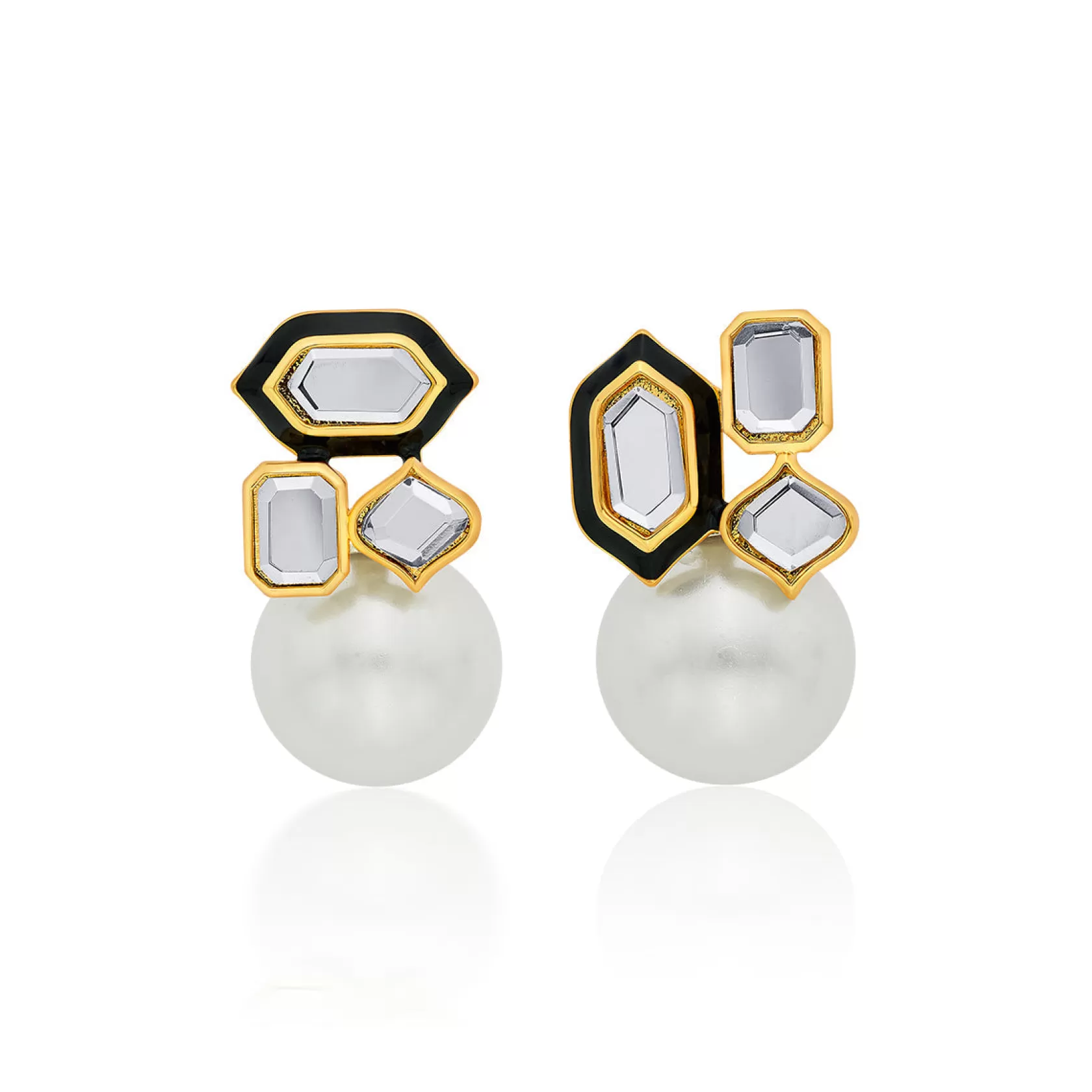 Earrings*Isharya Amina Mismatched Stud Earrings White