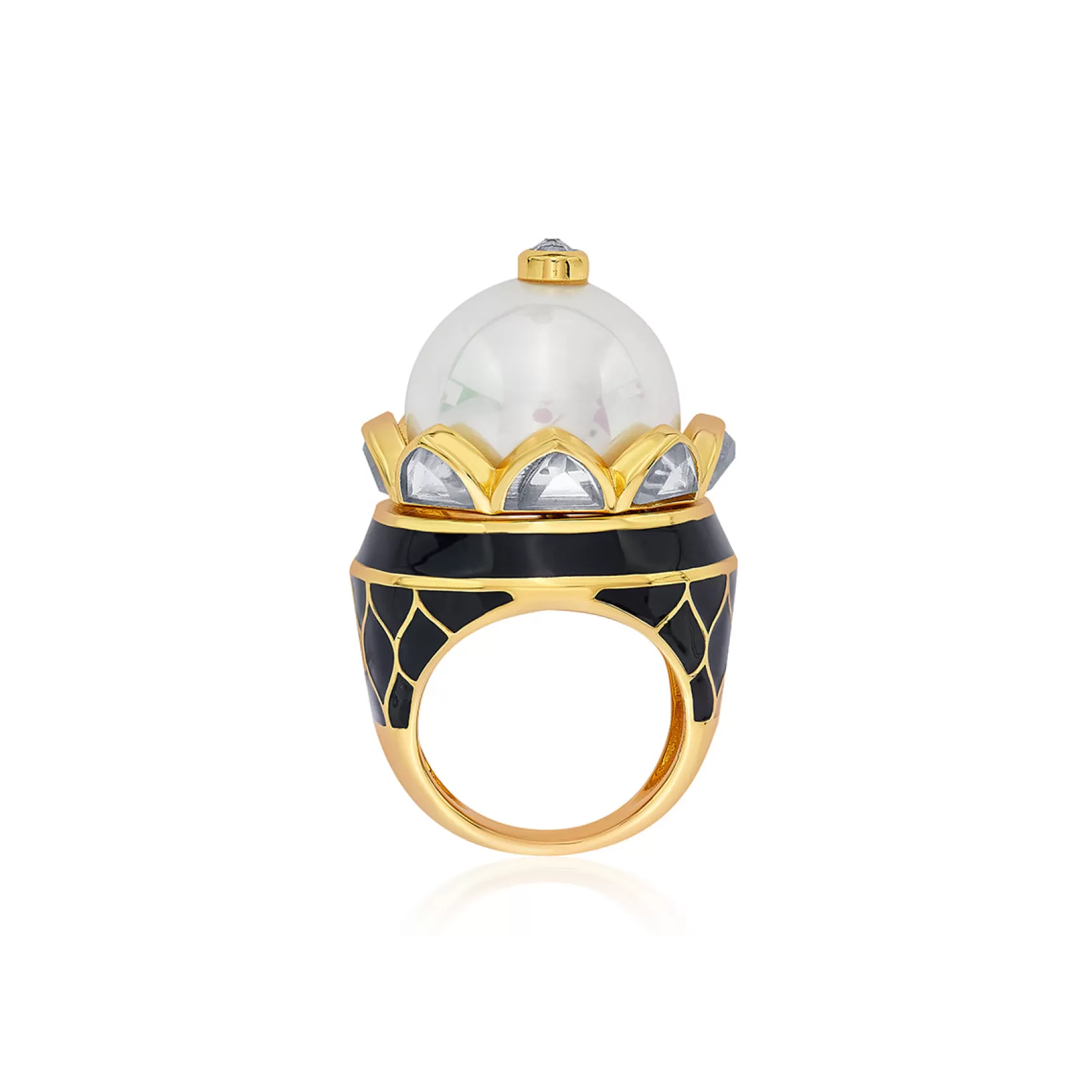 Rings*Isharya Amina Pearl Dome Ring Black