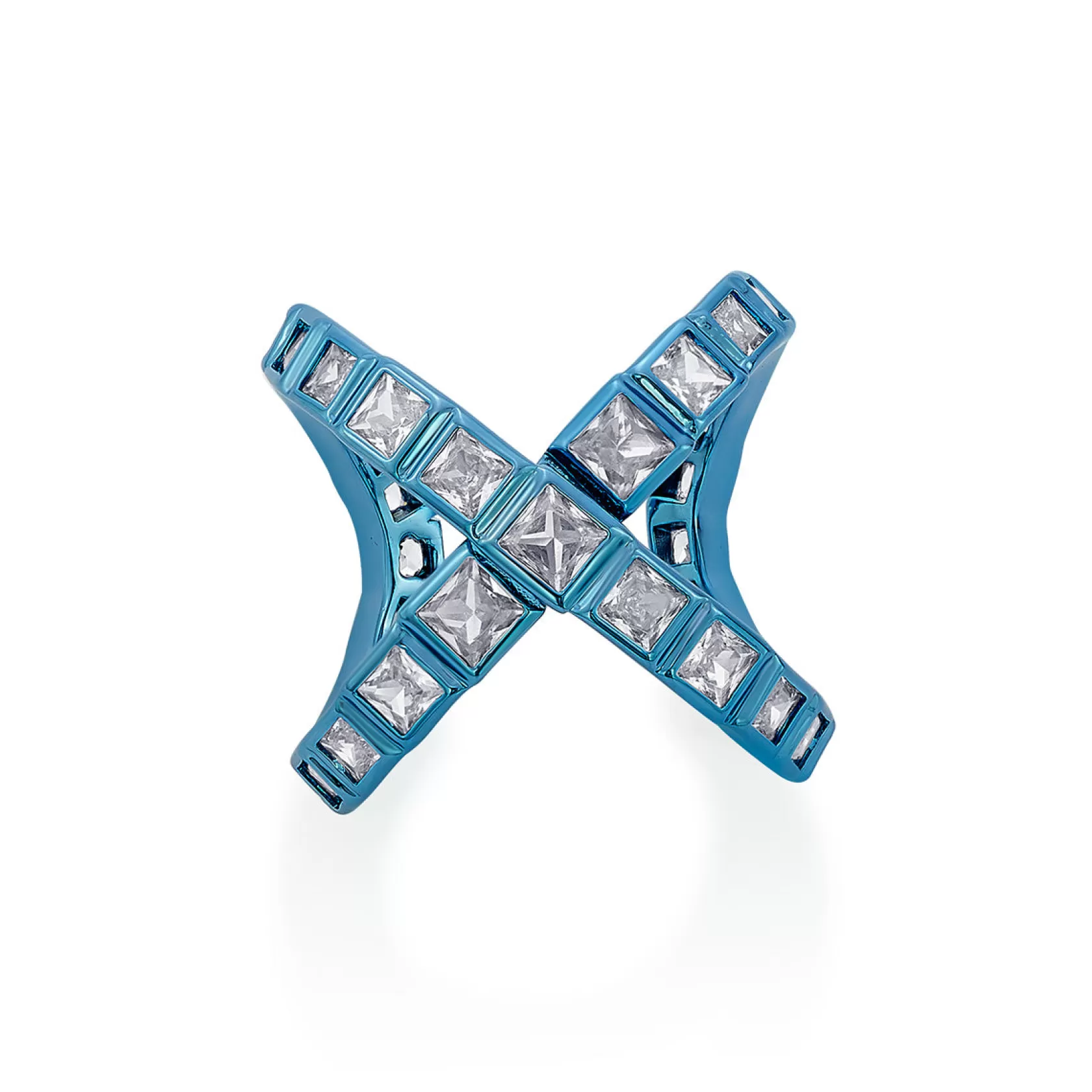 Rings*Isharya Aqua Cross Ring Blue