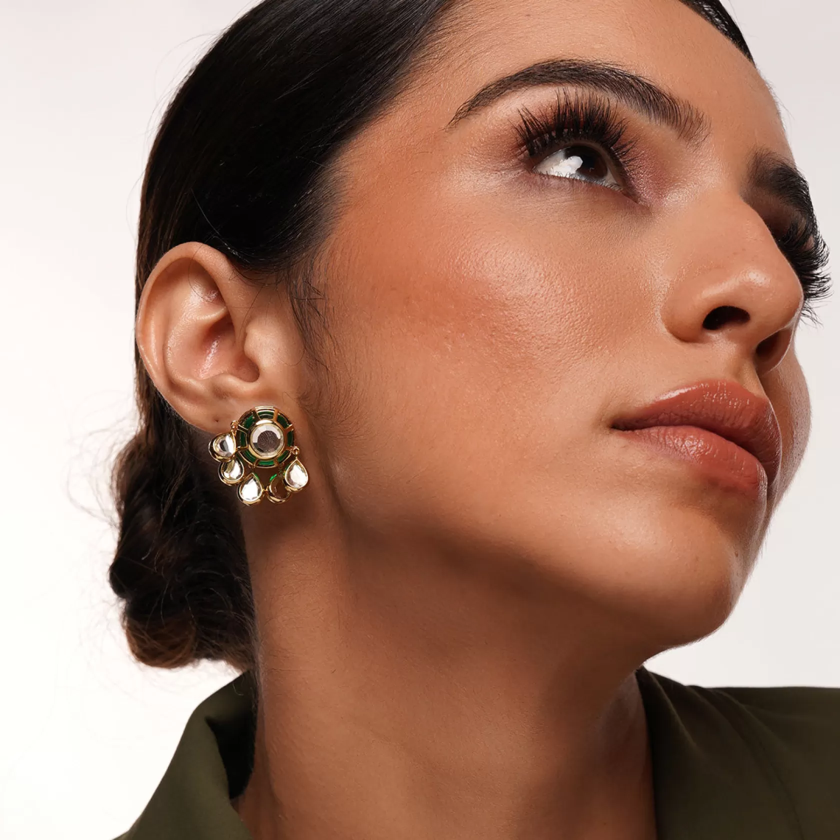 Earrings*Isharya Ayaana Ever Studs Green