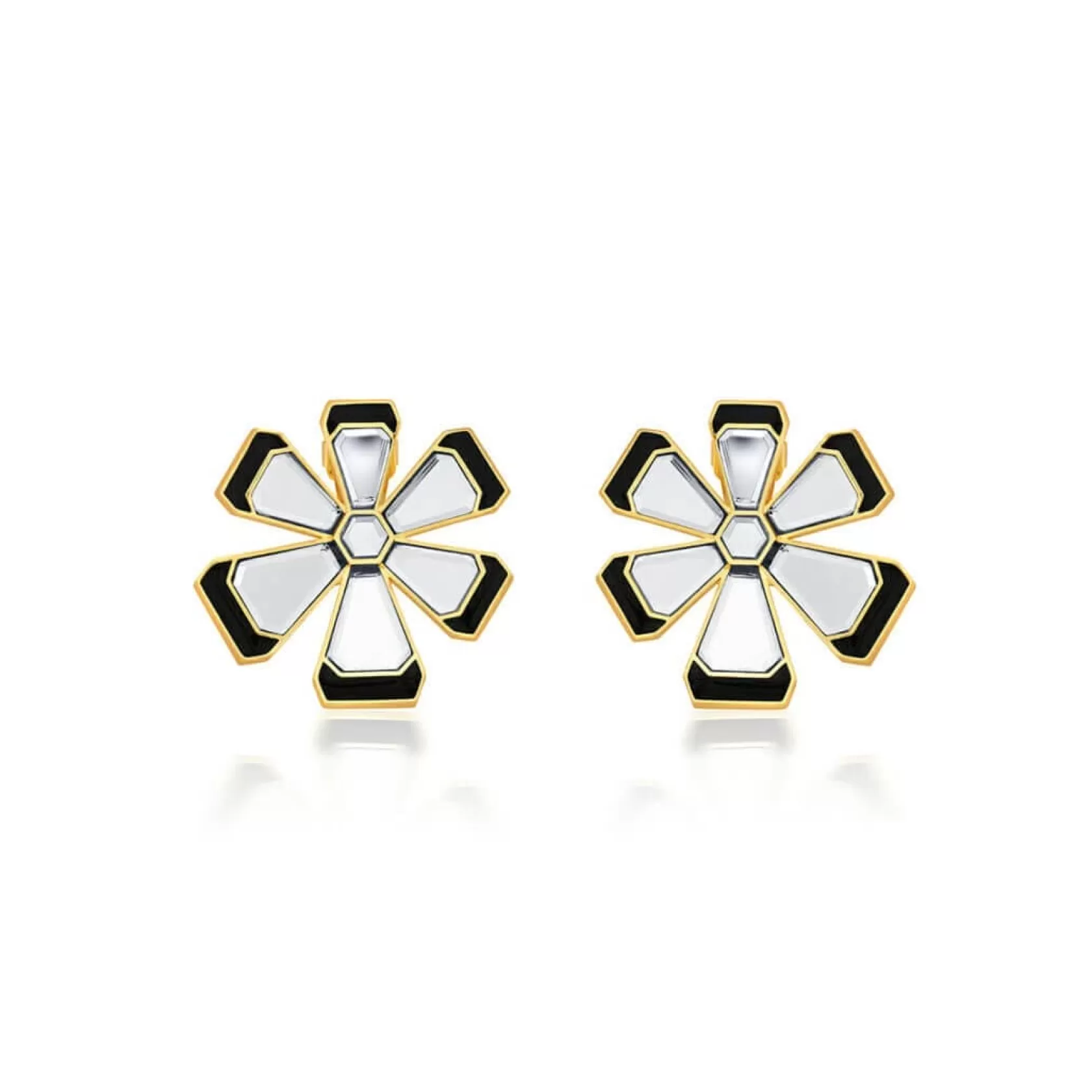 Earrings*Isharya Ayaana Mirror Enamel Floral Stud