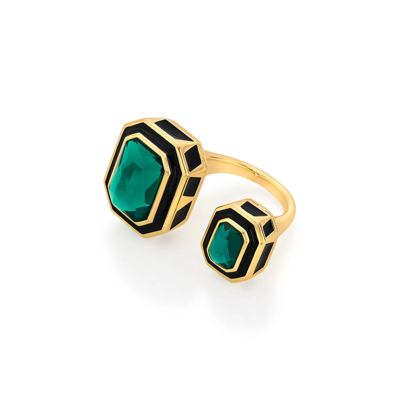 Rings*Isharya B-Dazzle Dual Crystal Ring Green