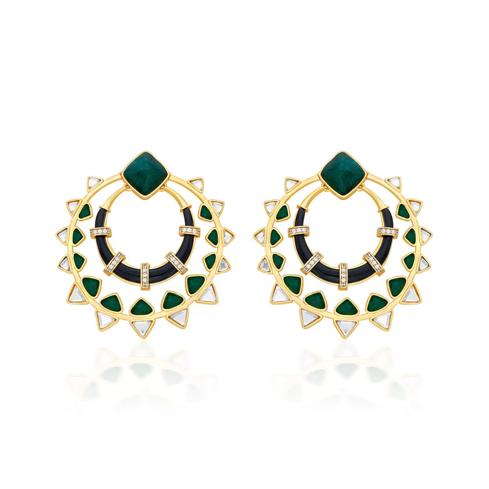 Earrings*Isharya Begum Haute Ever Chandbalis Green