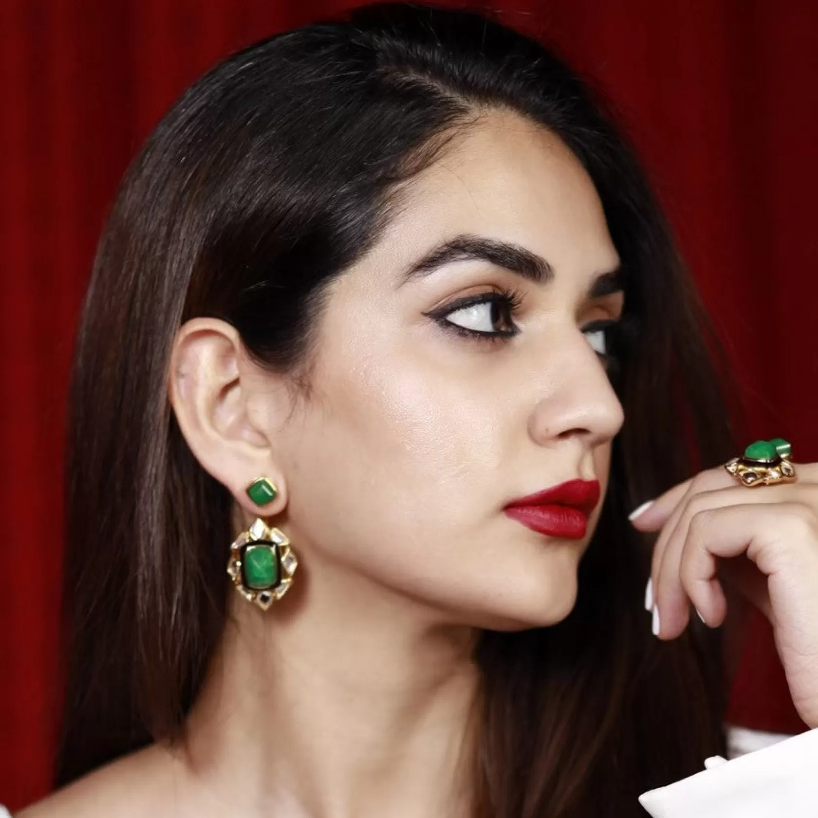 Earrings*Isharya Begum Haute Ever Duplet Earrings Green