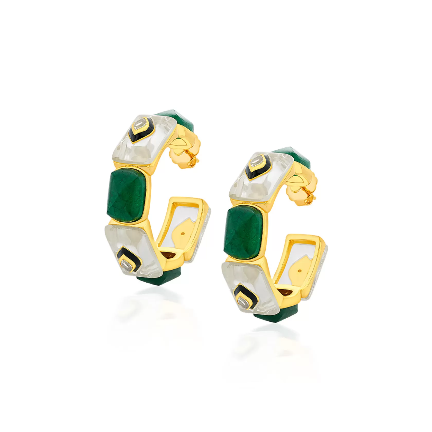 Earrings*Isharya Begum Haute Ever Two Tone Hoops Green