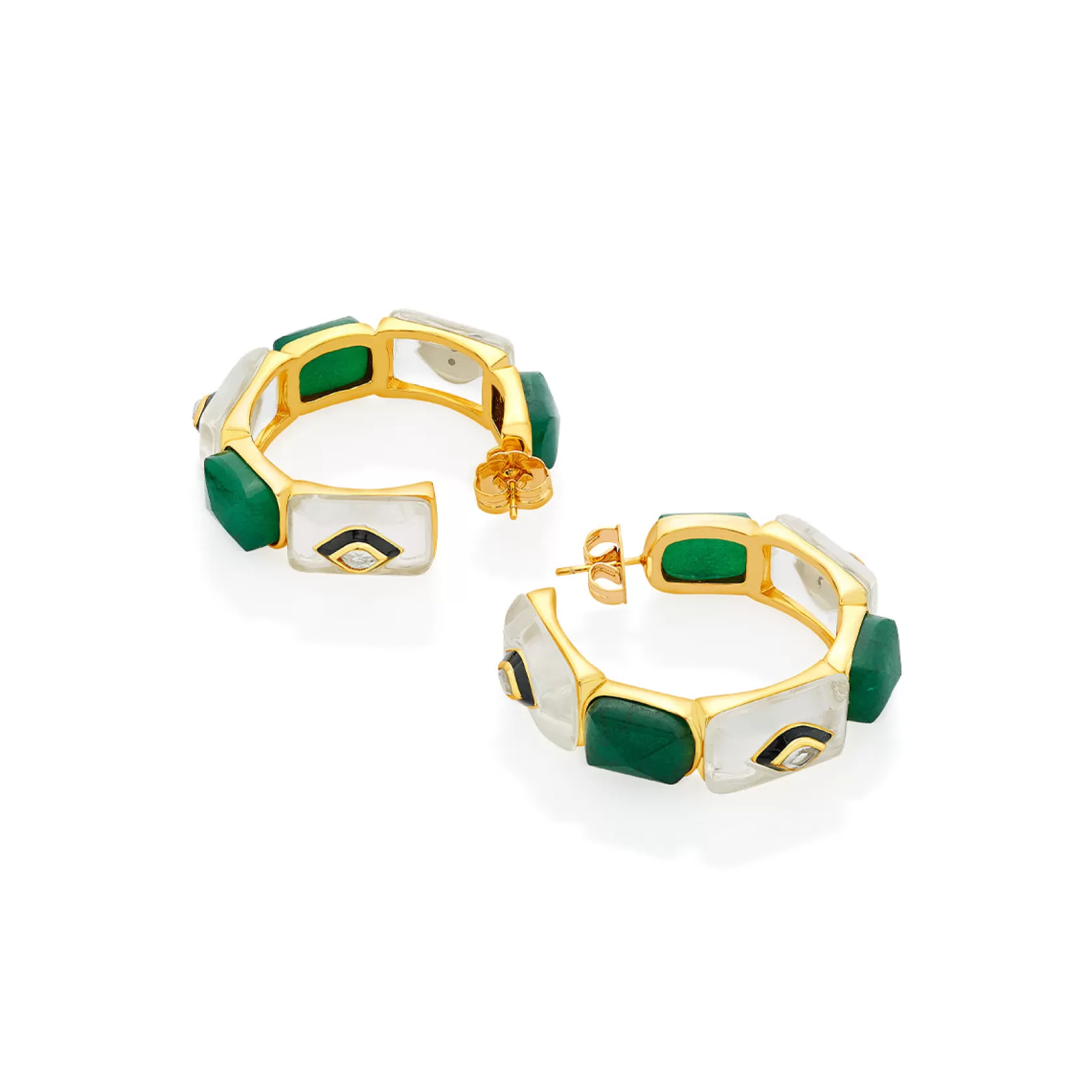 Earrings*Isharya Begum Haute Ever Two Tone Hoops Green