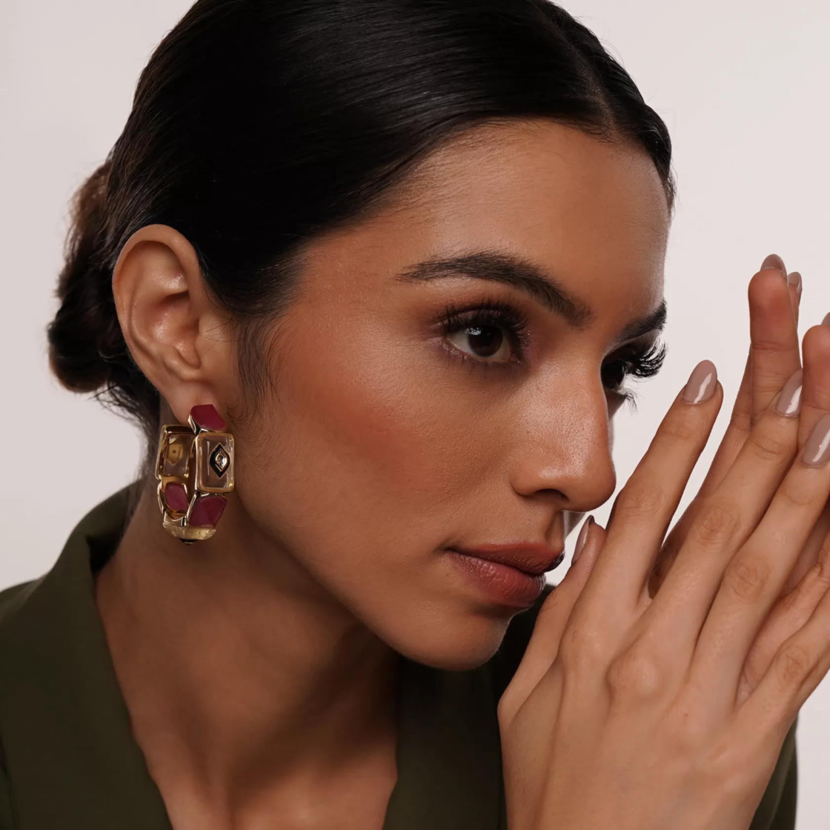 Earrings*Isharya Begum Haute Two Tone Hoops Pink