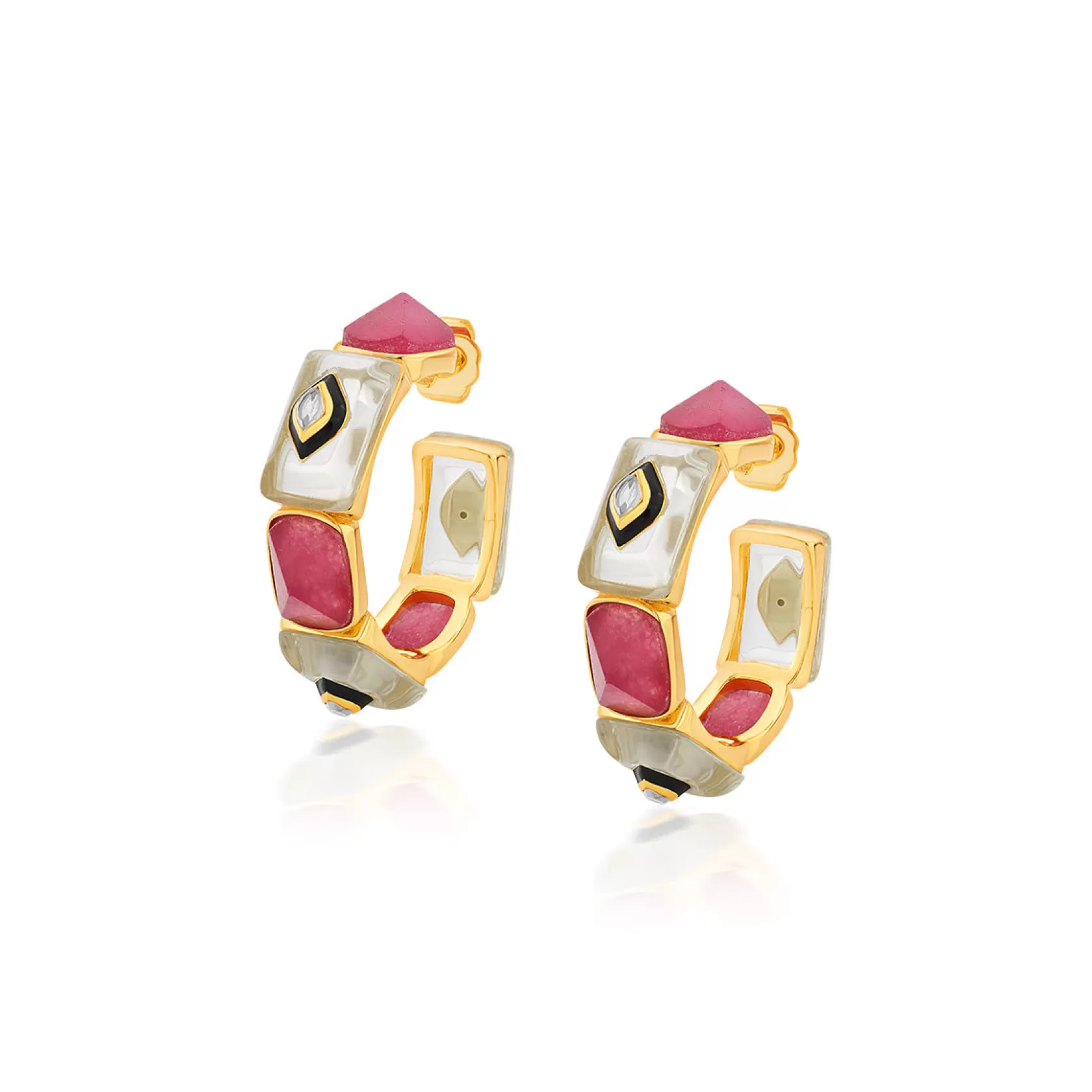 Earrings*Isharya Begum Haute Two Tone Hoops Pink