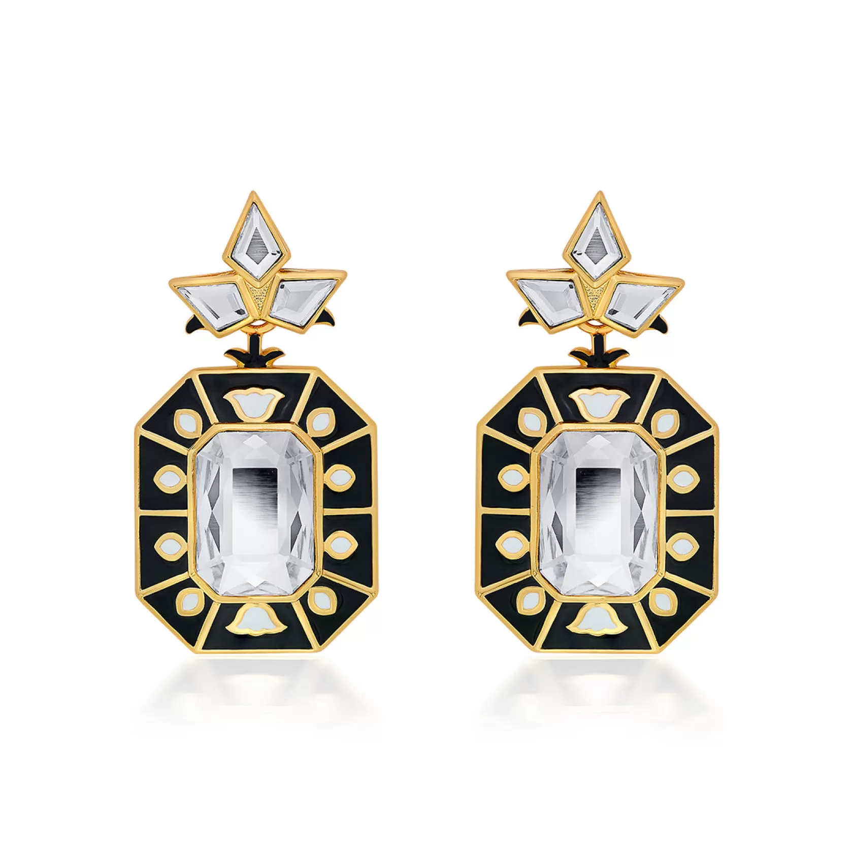 Earrings*Isharya Blaze Crystal Enamel Earrings Black