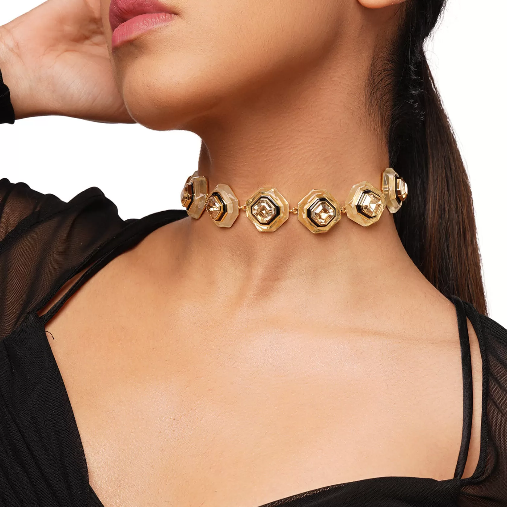 Necklace*Isharya Bling Infinity Cut Crystal Choker Gold