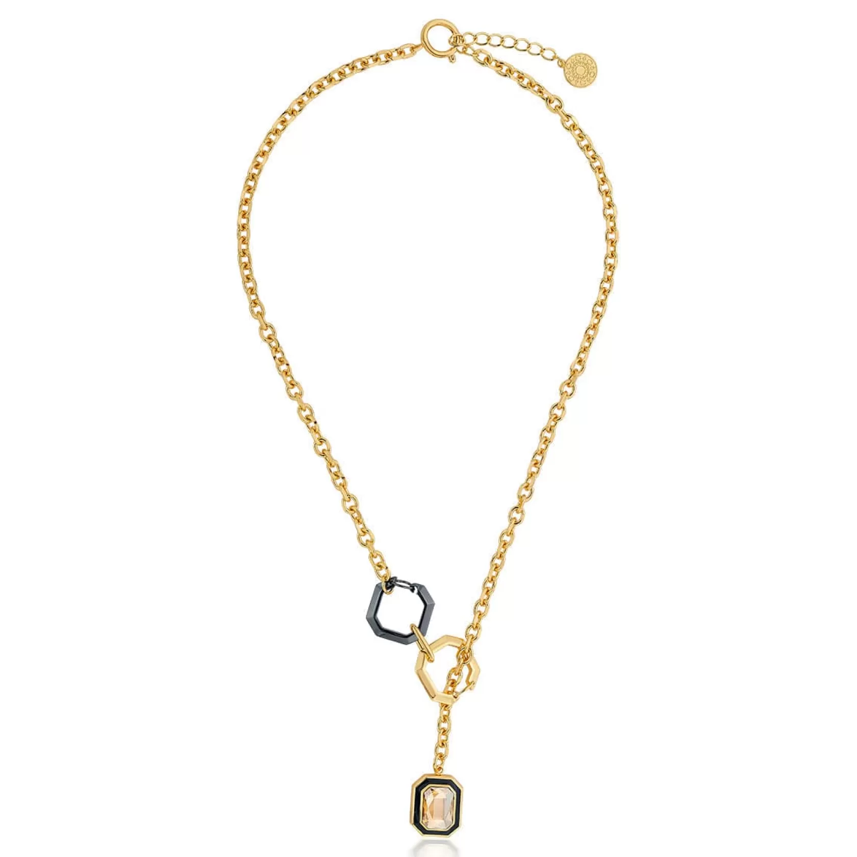 Necklace*Isharya Bling Link Lock Crystal Necklace Gold