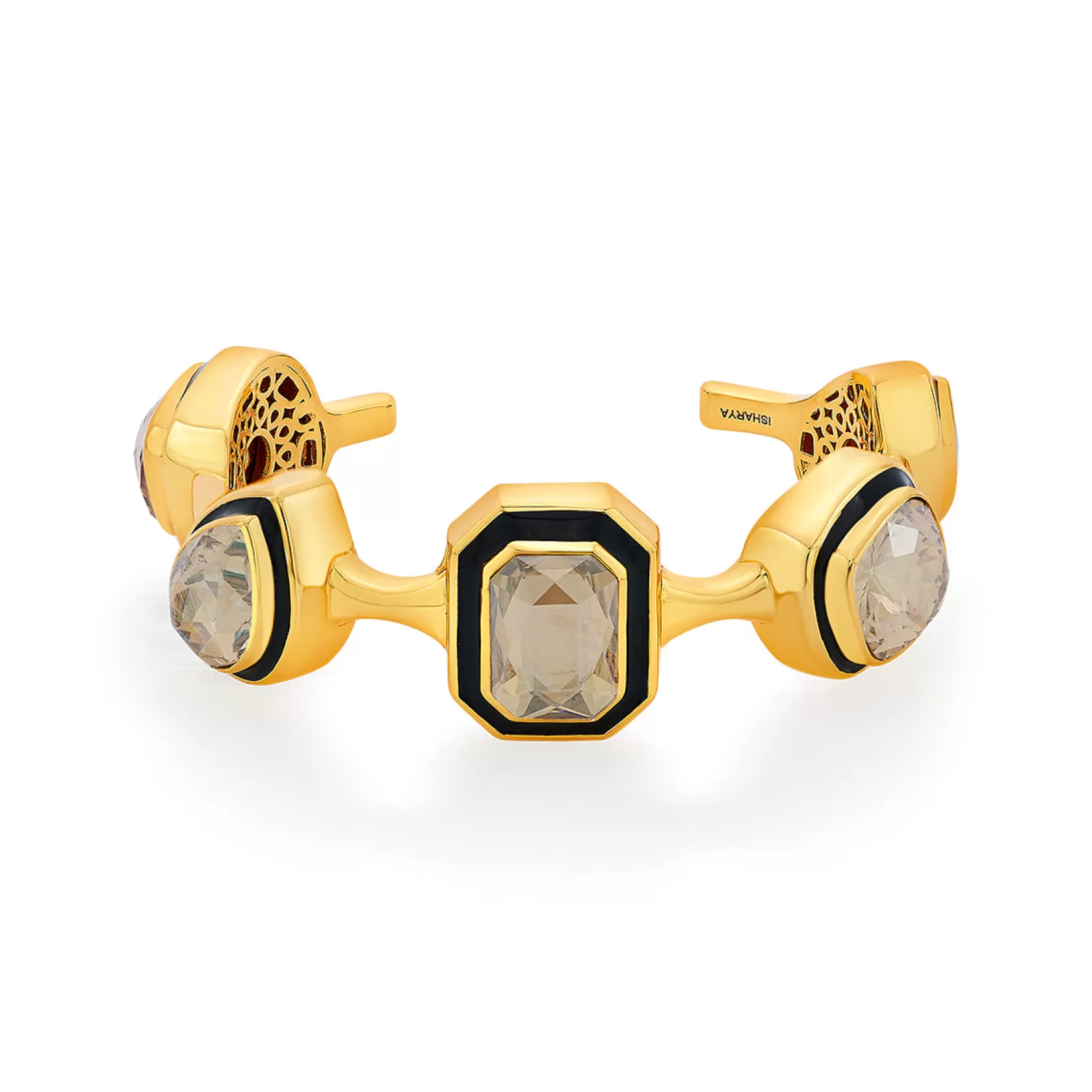 Wristwear*Isharya Bling Multi-Crystal Bezel Cuff Gold