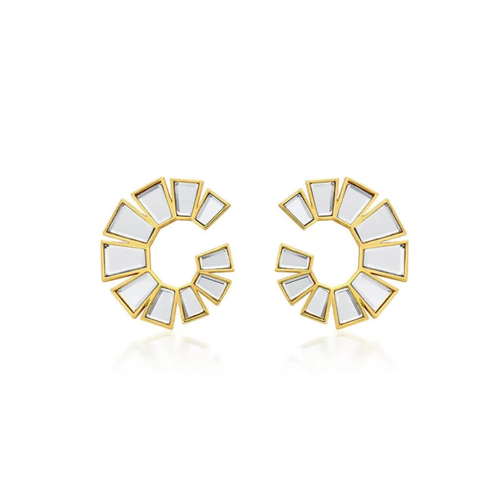 Earrings*Isharya Bombay Deco Small Mirror Stud Gold Earrings