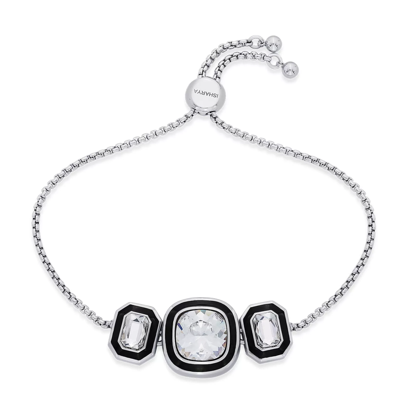 Wristwear*Isharya Bougie Crystal Bezel Bracelet Silver