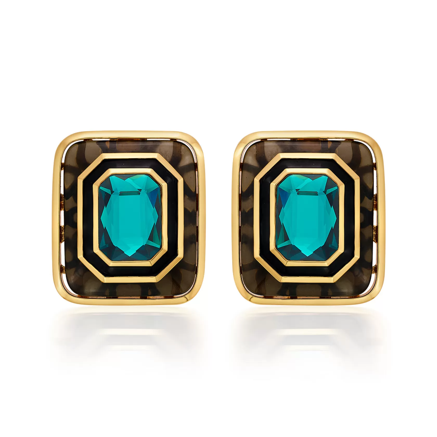 Earrings*Isharya Bougie Crystal Resin Studs Green