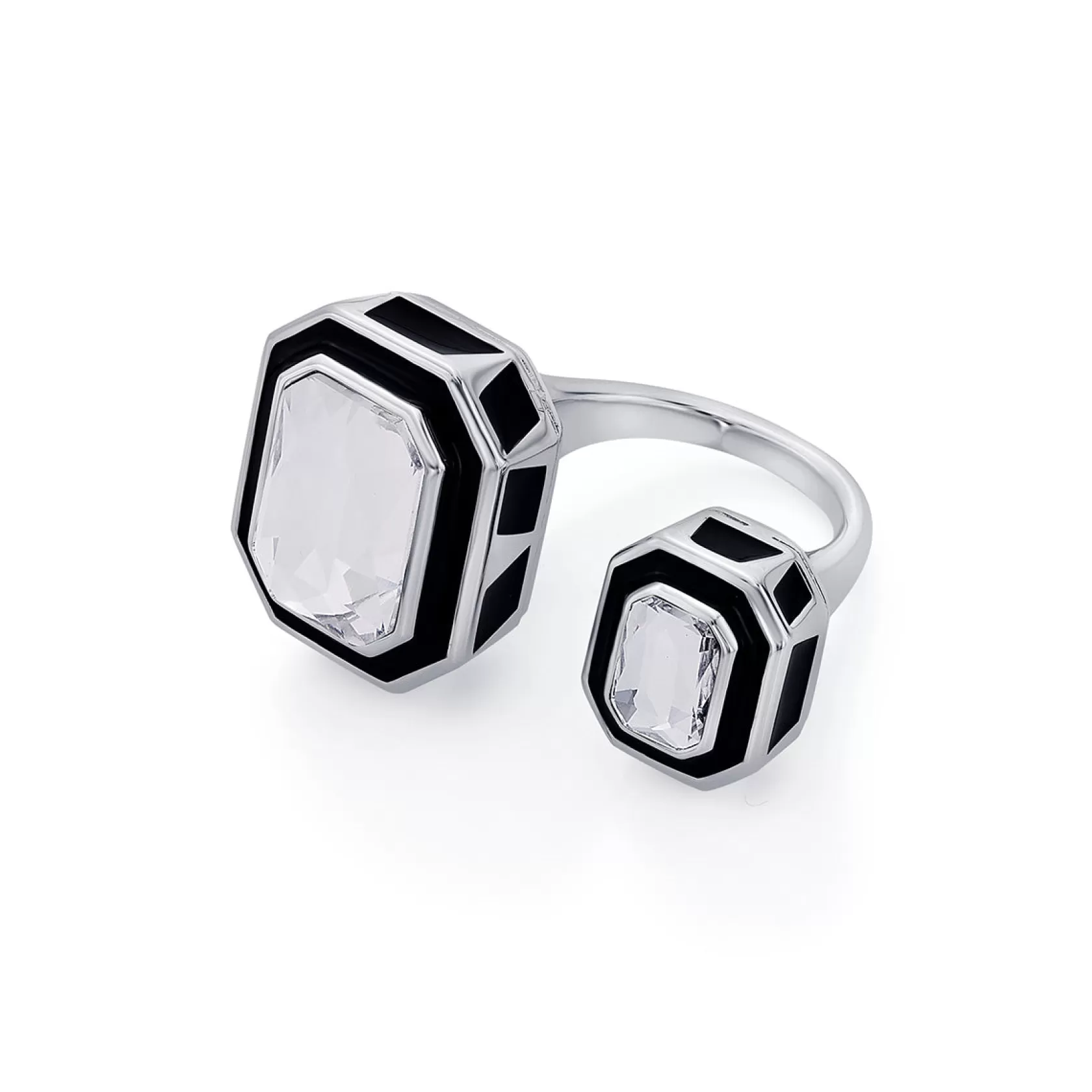 Rings*Isharya Bougie Dual-Crystal Ring Silver