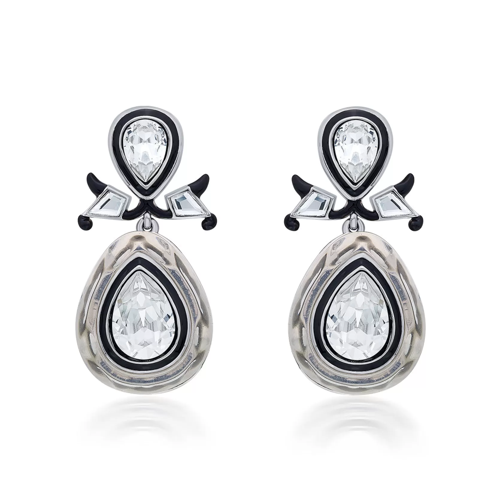 Earrings*Isharya Bougie Infinity Cut Crystal Drop Earrings Silver