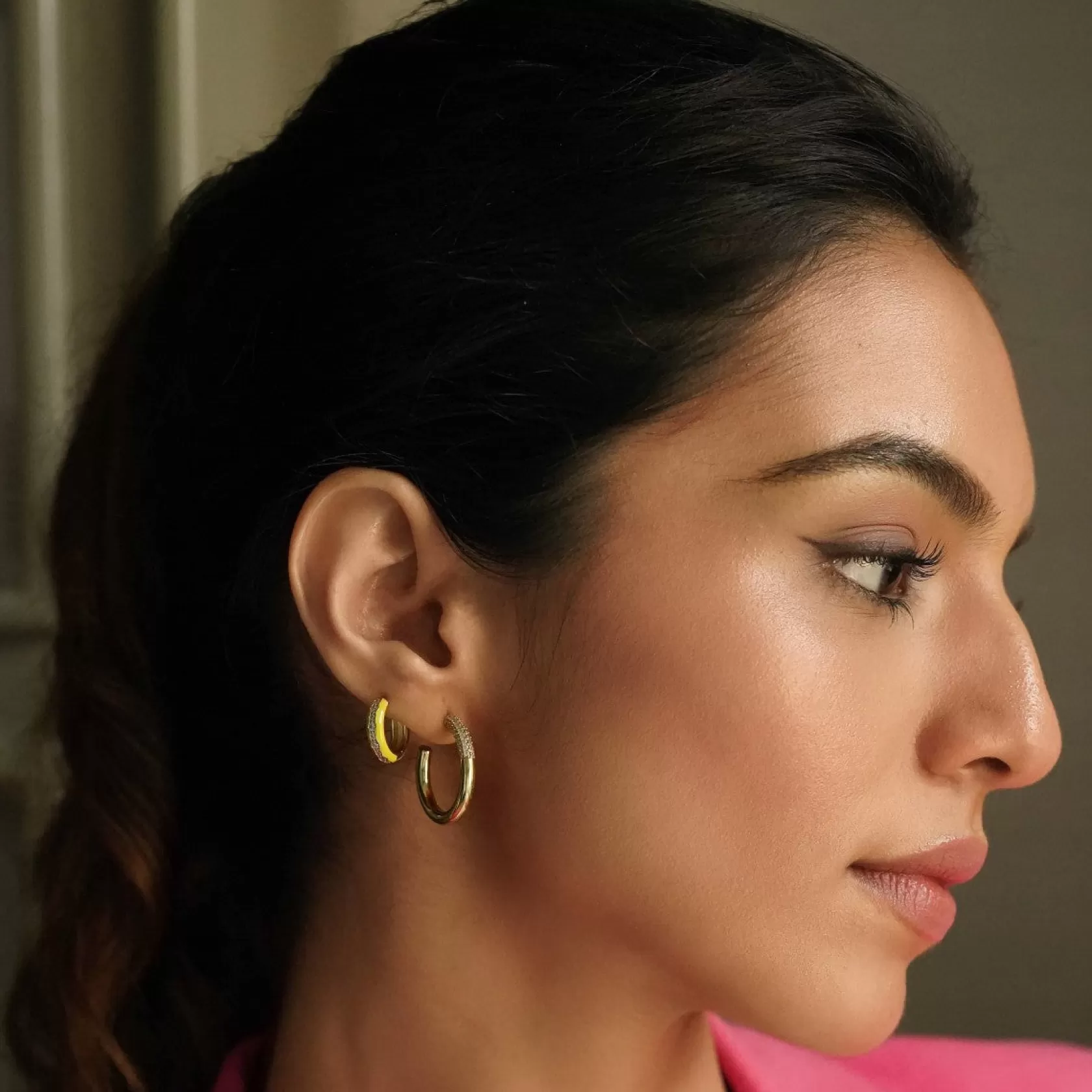 Earrings*Isharya Chartreuse Hoop Earrings Yellow