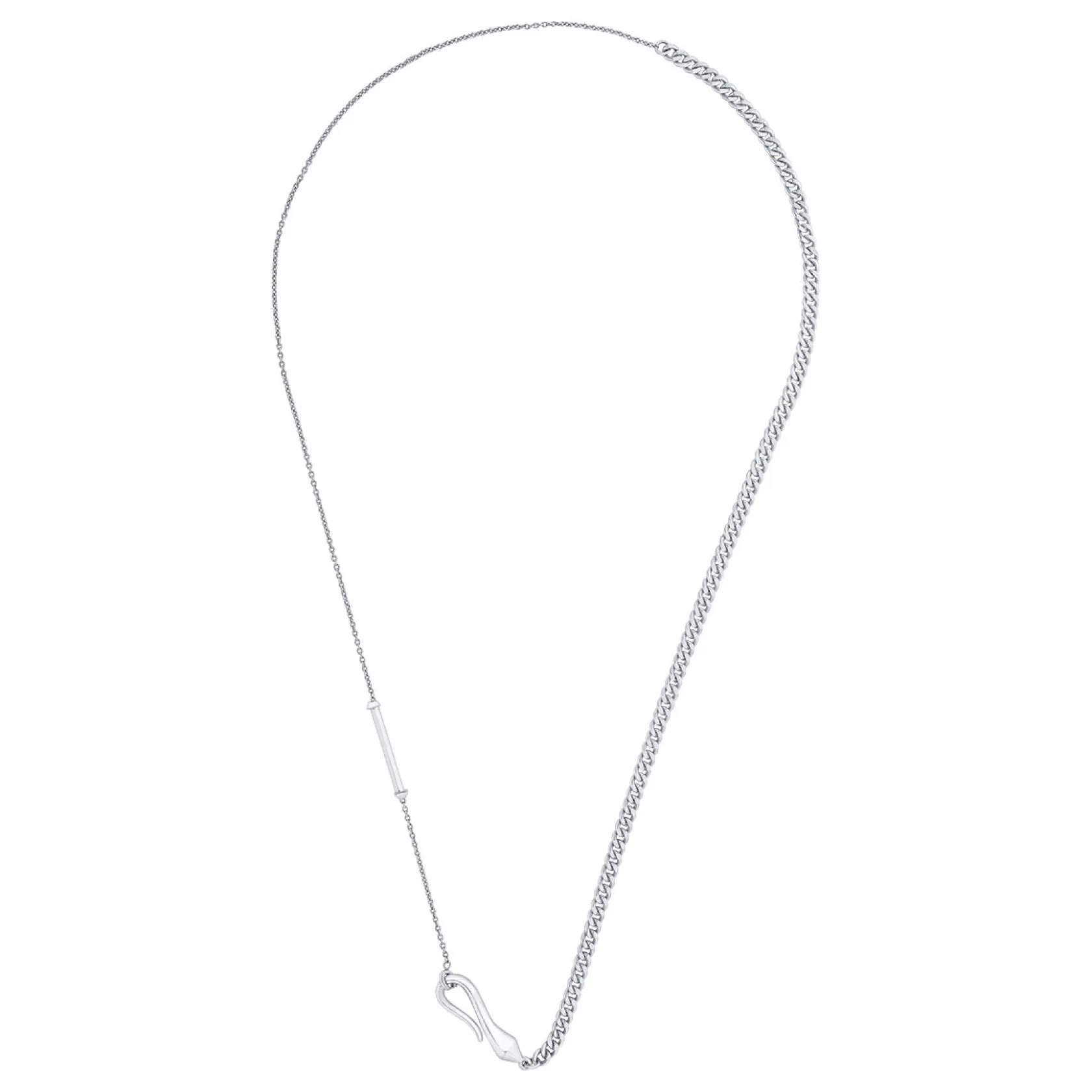 Necklace*Isharya Chrome Hook & Bar Necklace Silver