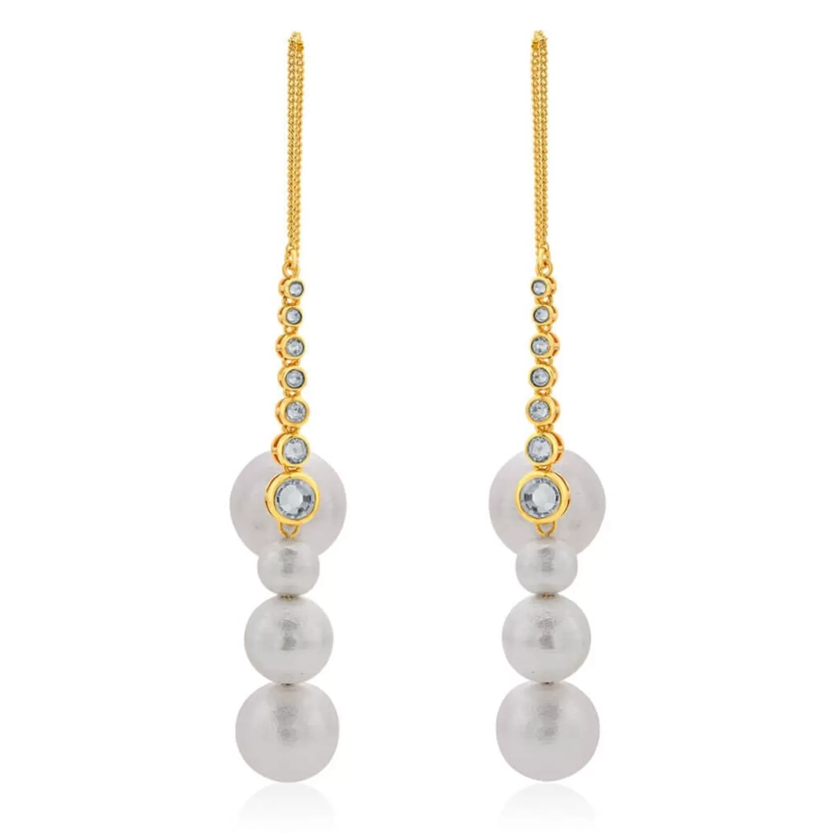 Earrings*Isharya Inayat Cotton Pearl & Cz Long Earrings