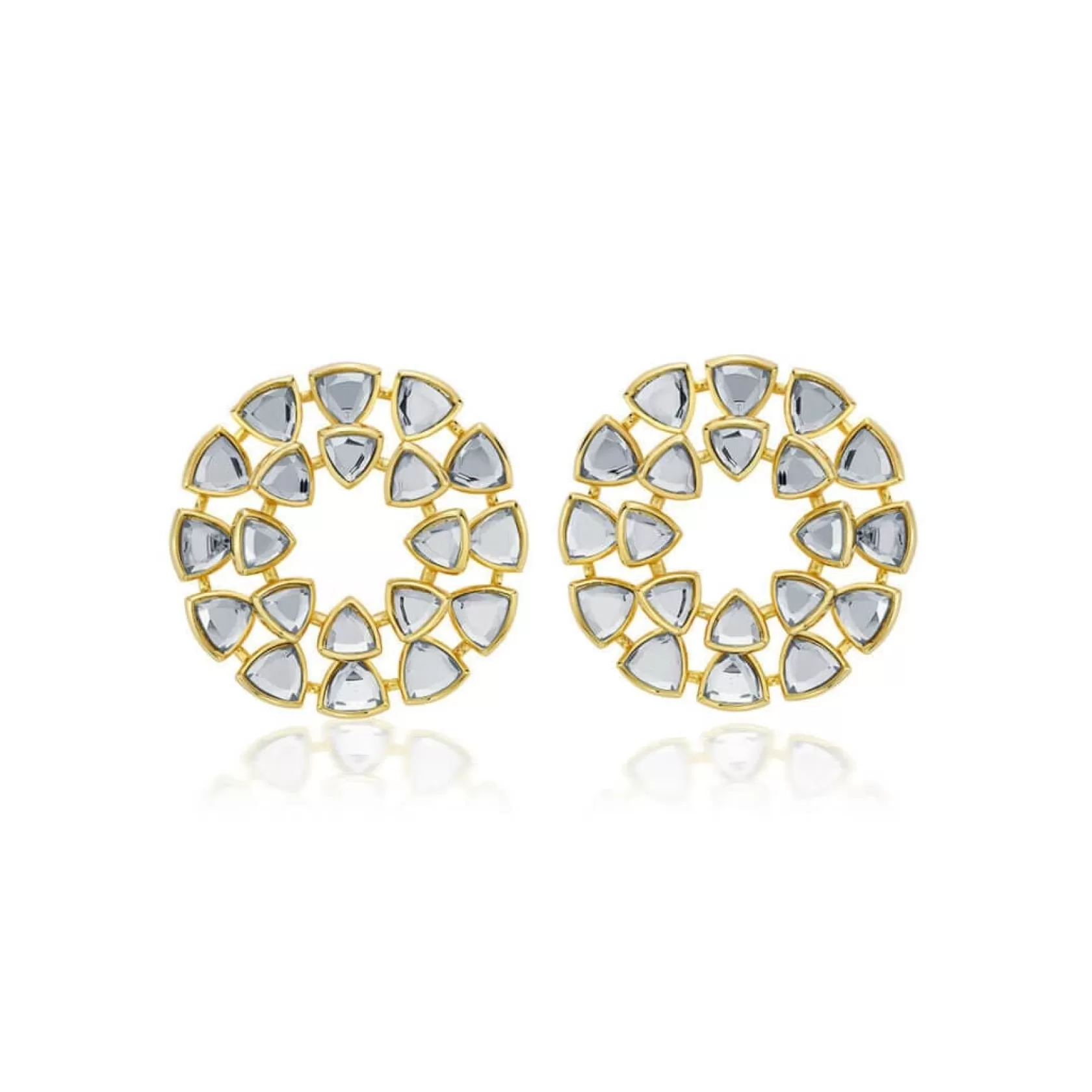 Earrings*Isharya Jugni Dazzling Mirror Studs Gold