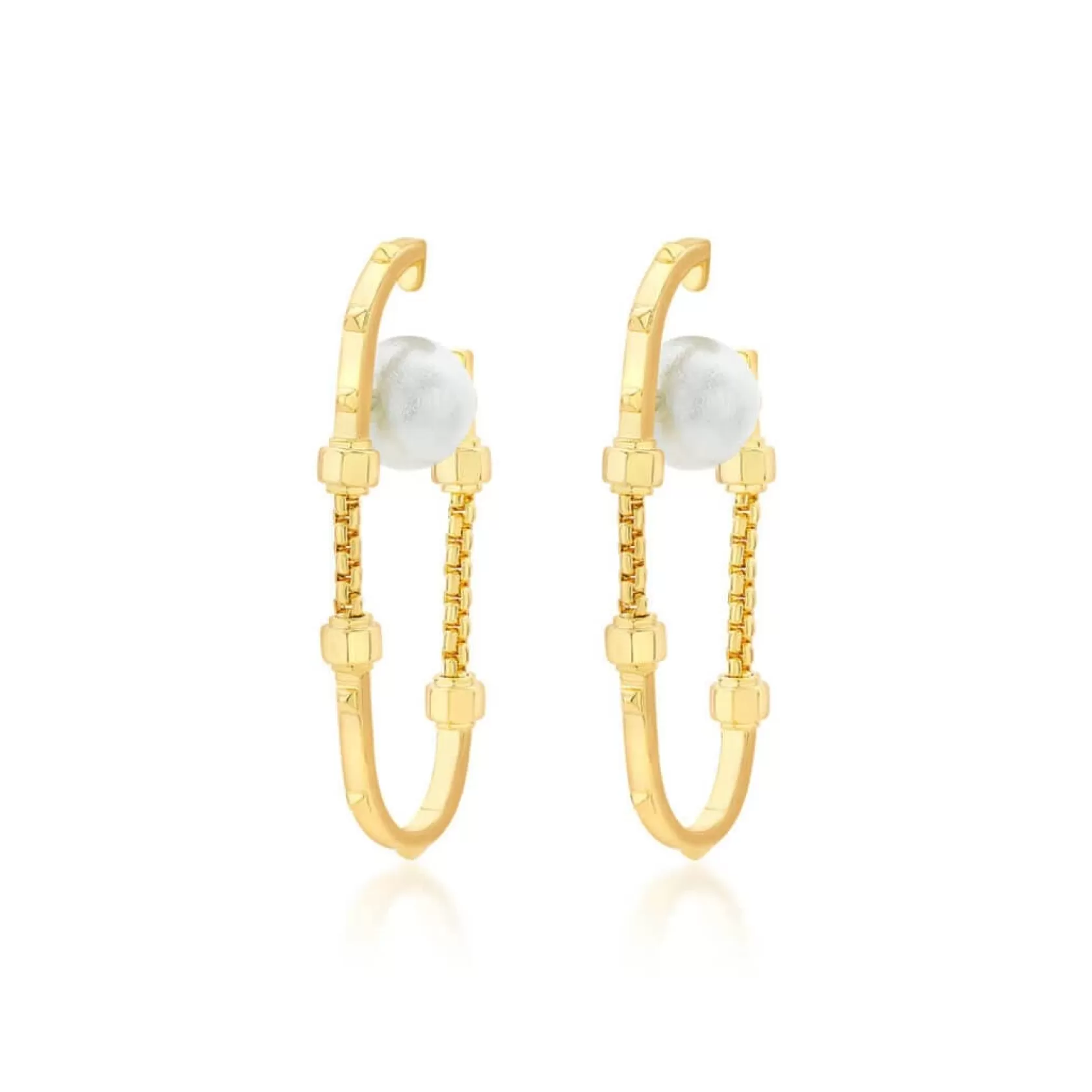 Earrings*Isharya Lizzo Pearl Hoop Earrings White