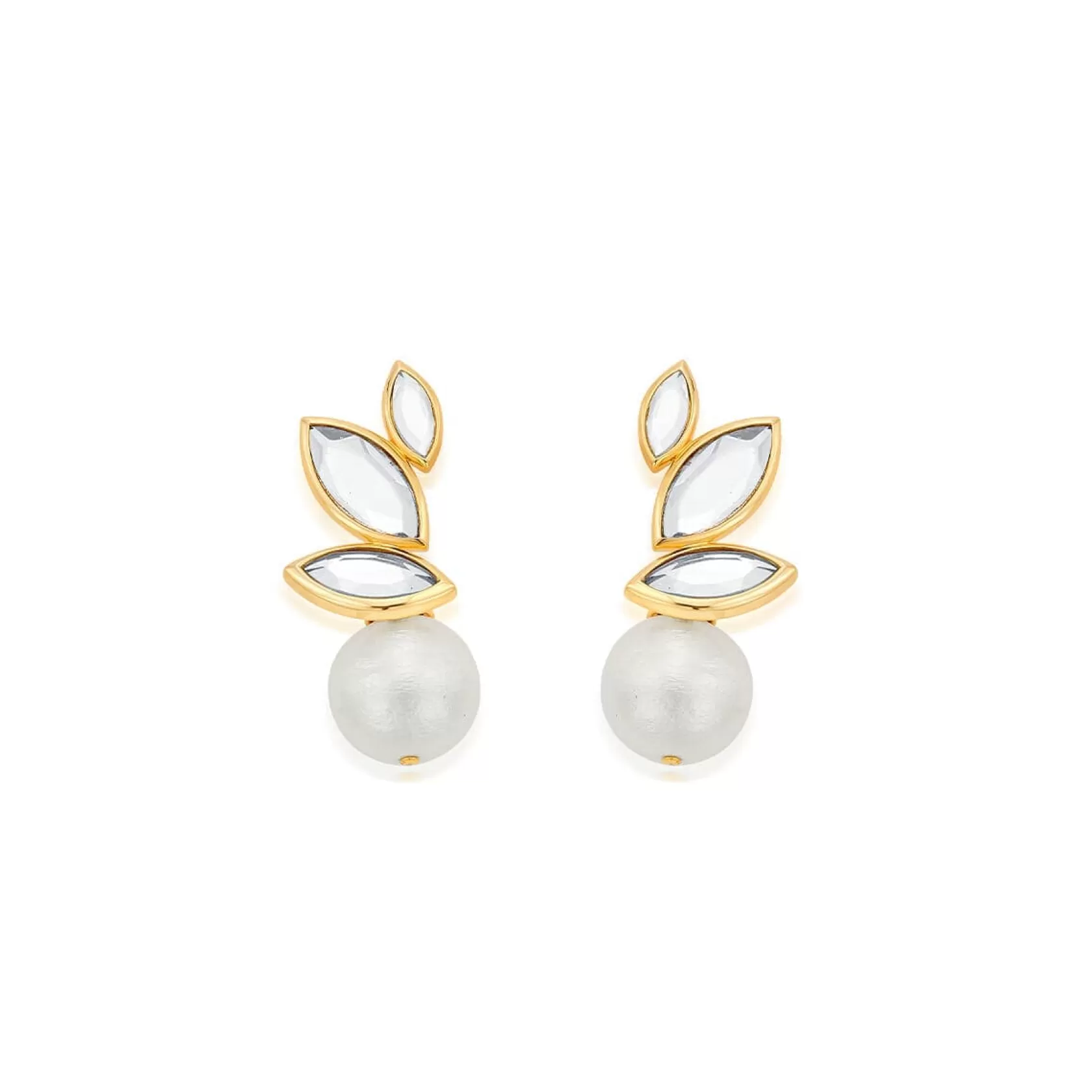 Earrings*Isharya Marquise Mirror Pearl Studs