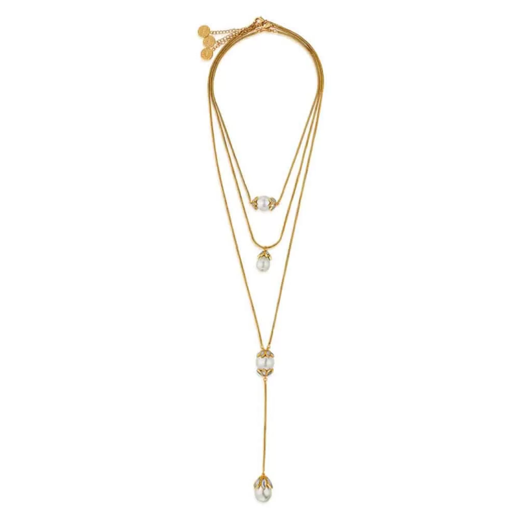 Necklace*Isharya Marquise Mirror Trio Pearl Drop Necklace