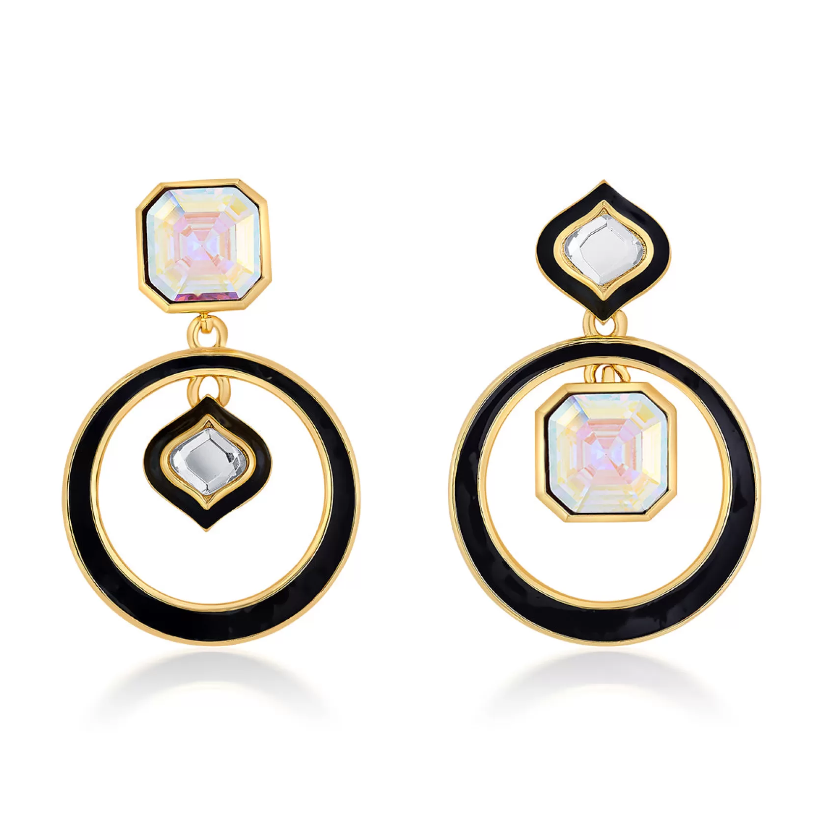 Earrings*Isharya Meher Enamel Mirror Earrings Black