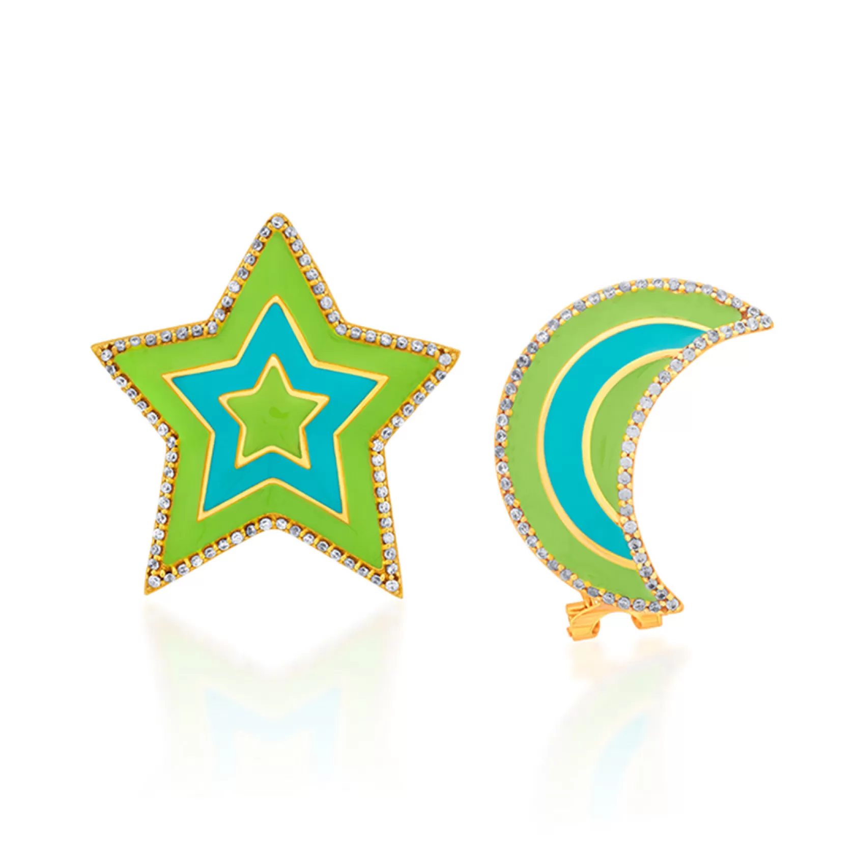 Earrings*Isharya Moon & Star Mismatch Earrings Multi