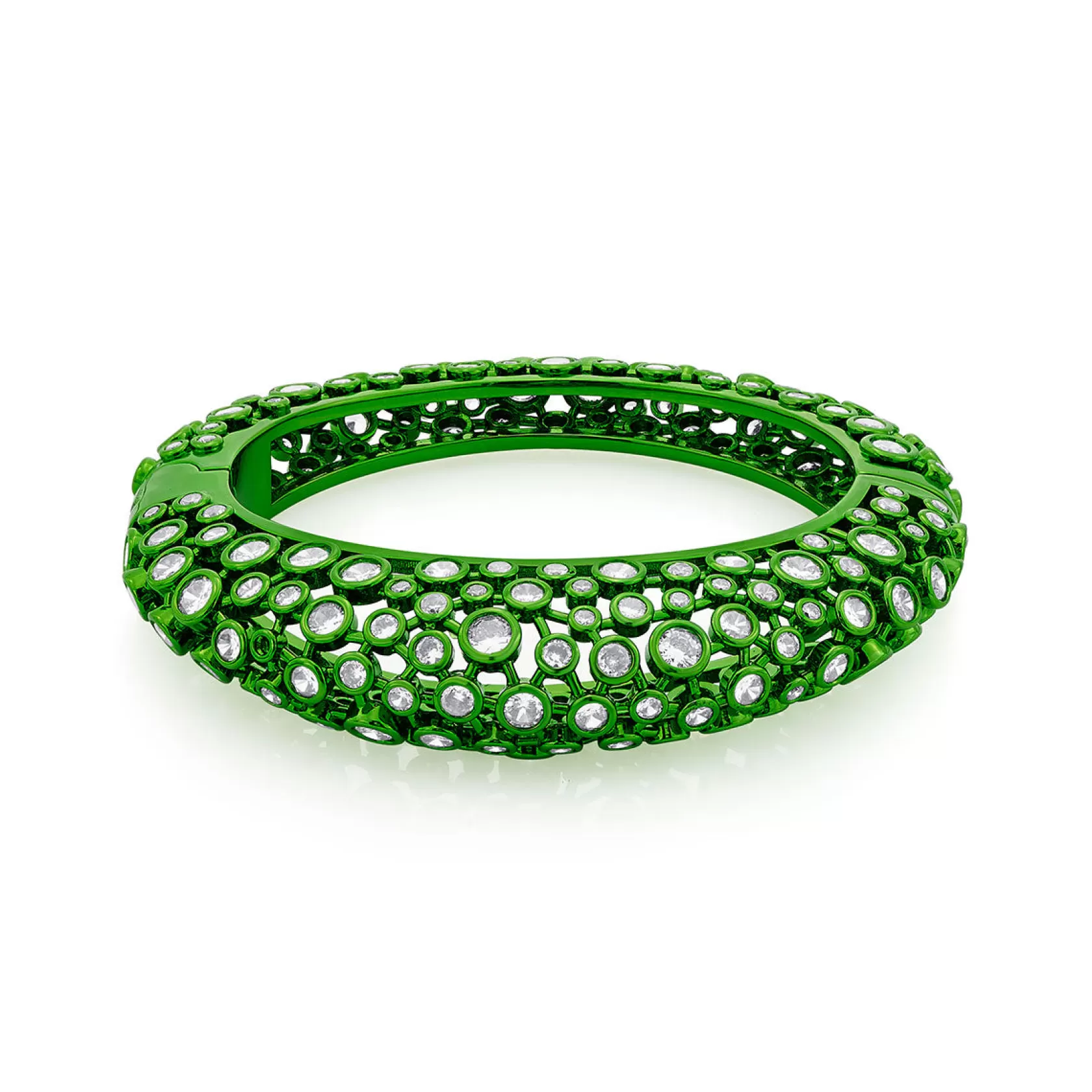 Wristwear*Isharya Parakeet Oval Hinge Bangle Green