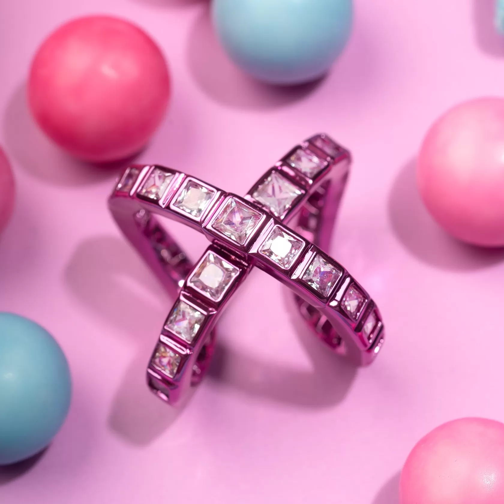 Rings*Isharya Rani Cross Ring Pink