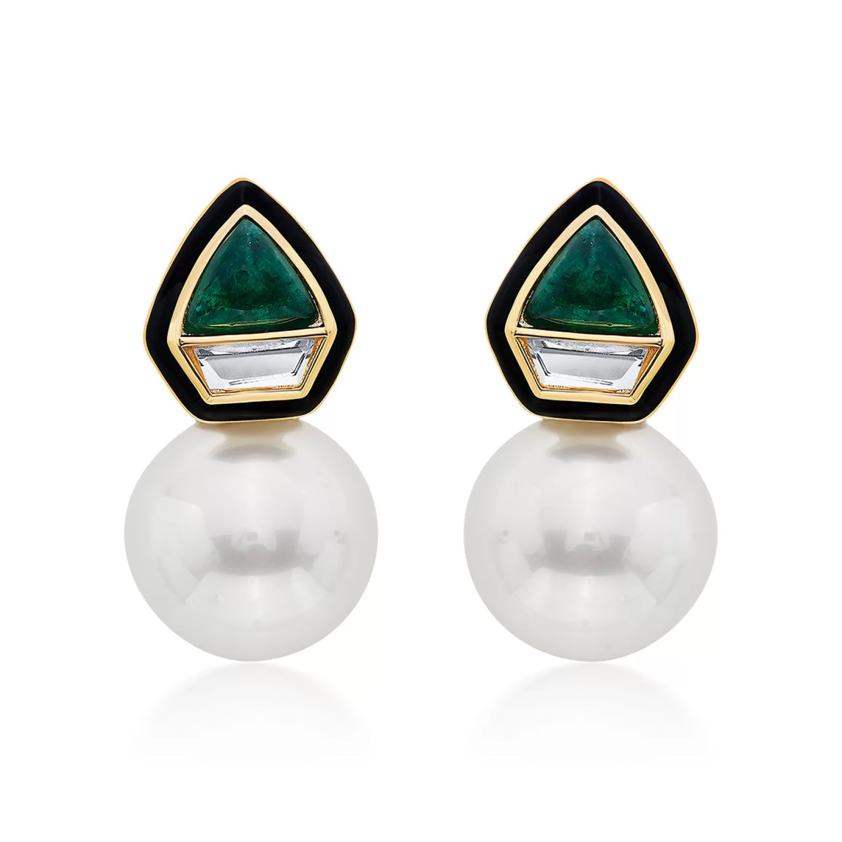 Earrings*Isharya Razia Quartz Mirror Earrings Green