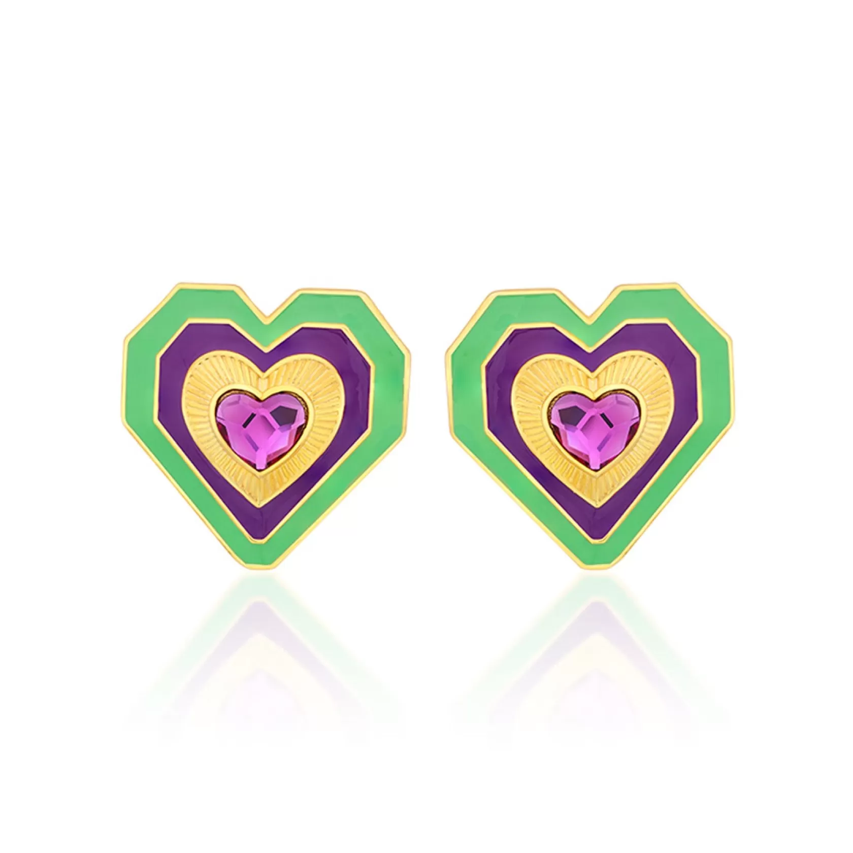 Earrings*Isharya Shining Heart Earrings Multi