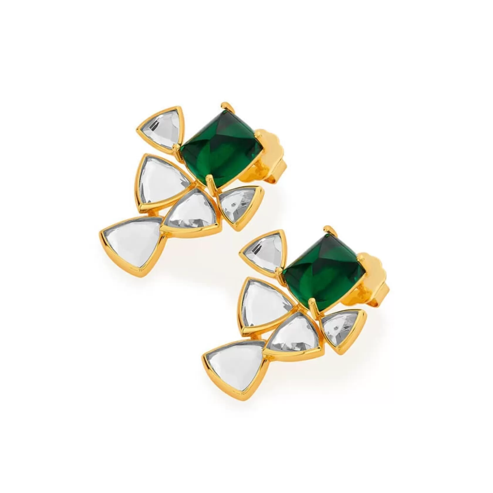 Earrings*Isharya Shiza Mirror & Hydro Emerald Geometric Earrings Green