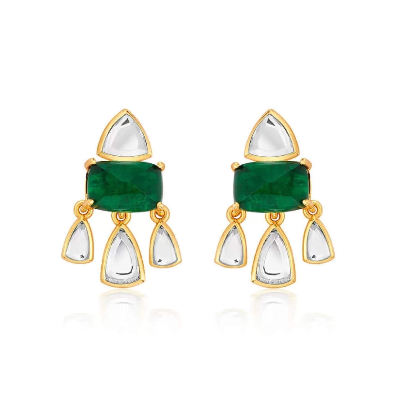 Earrings*Isharya Shiza Mirror & Hydro Emerald Statement Studs Green