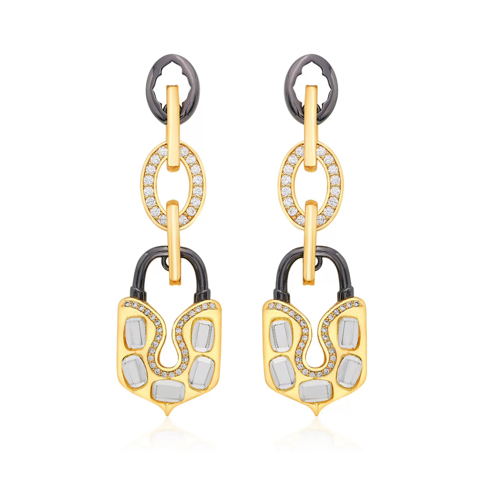 Earrings*Isharya Snatched Lock & Drop Earrings Gold