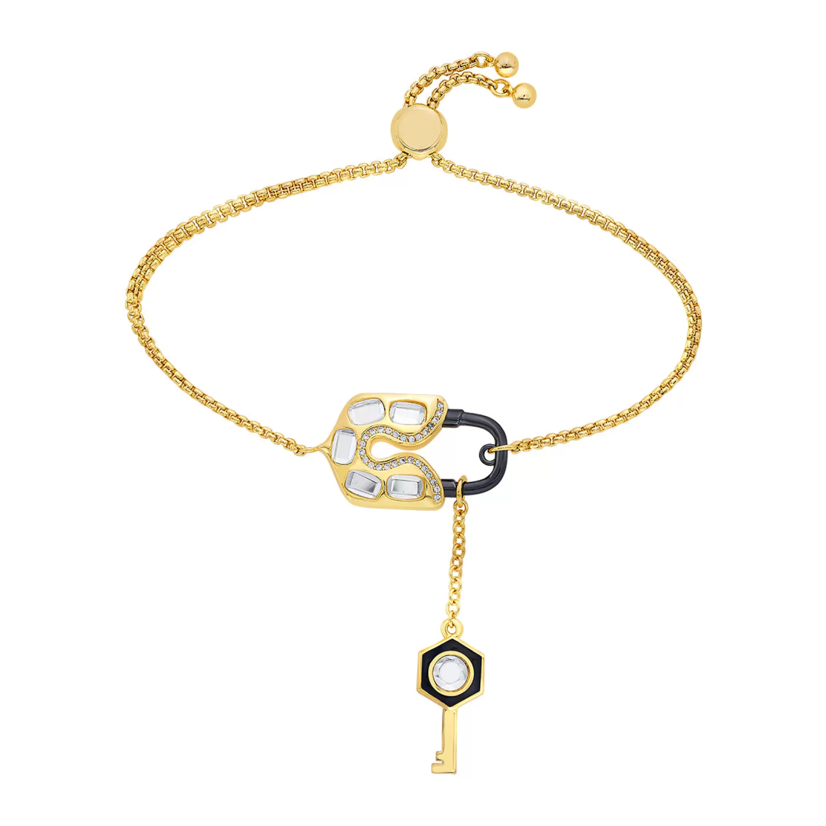 Wristwear*Isharya Snatched Lock & Key Bracelet Gold