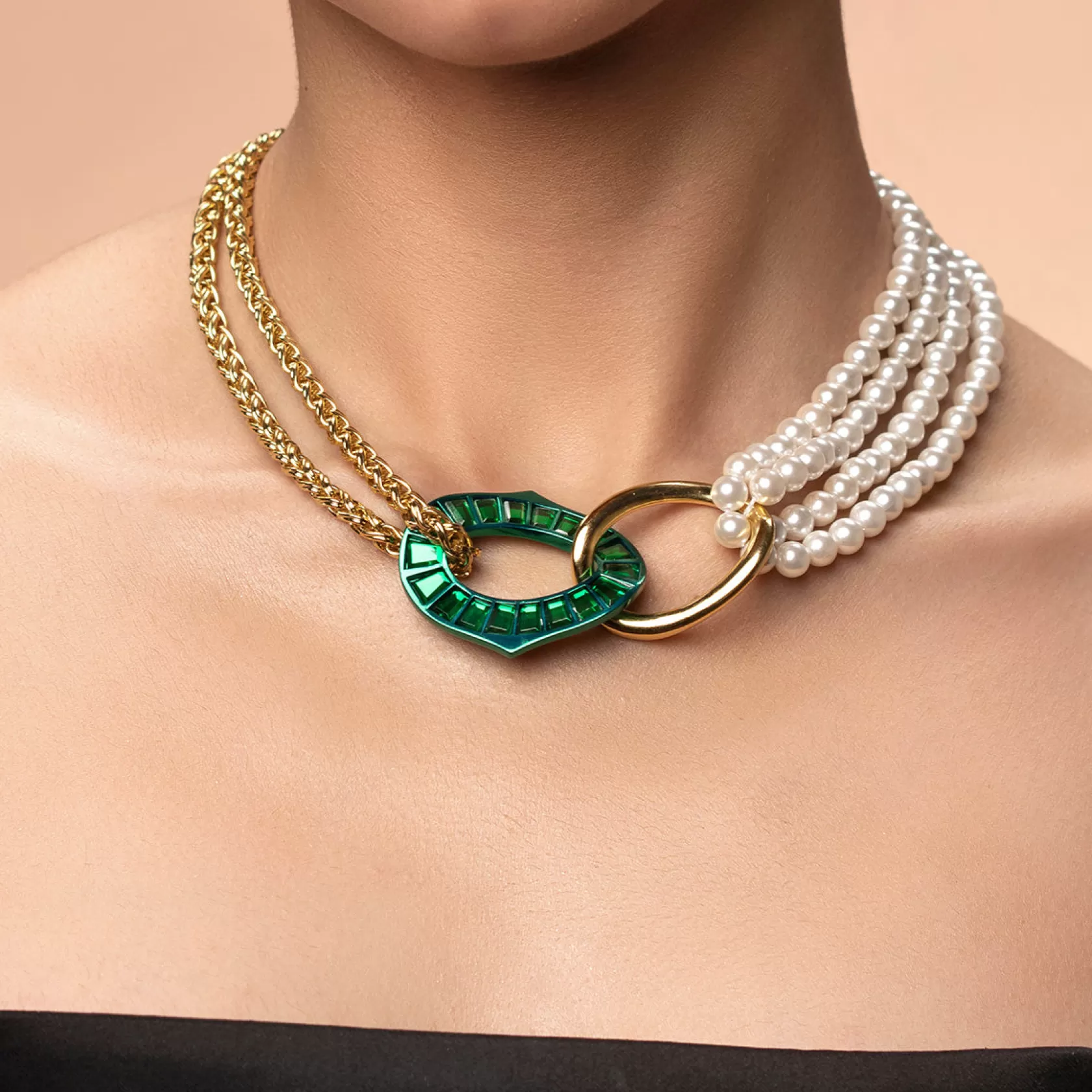 Necklace*Isharya Sultana Mirror & Pearl Necklace Green