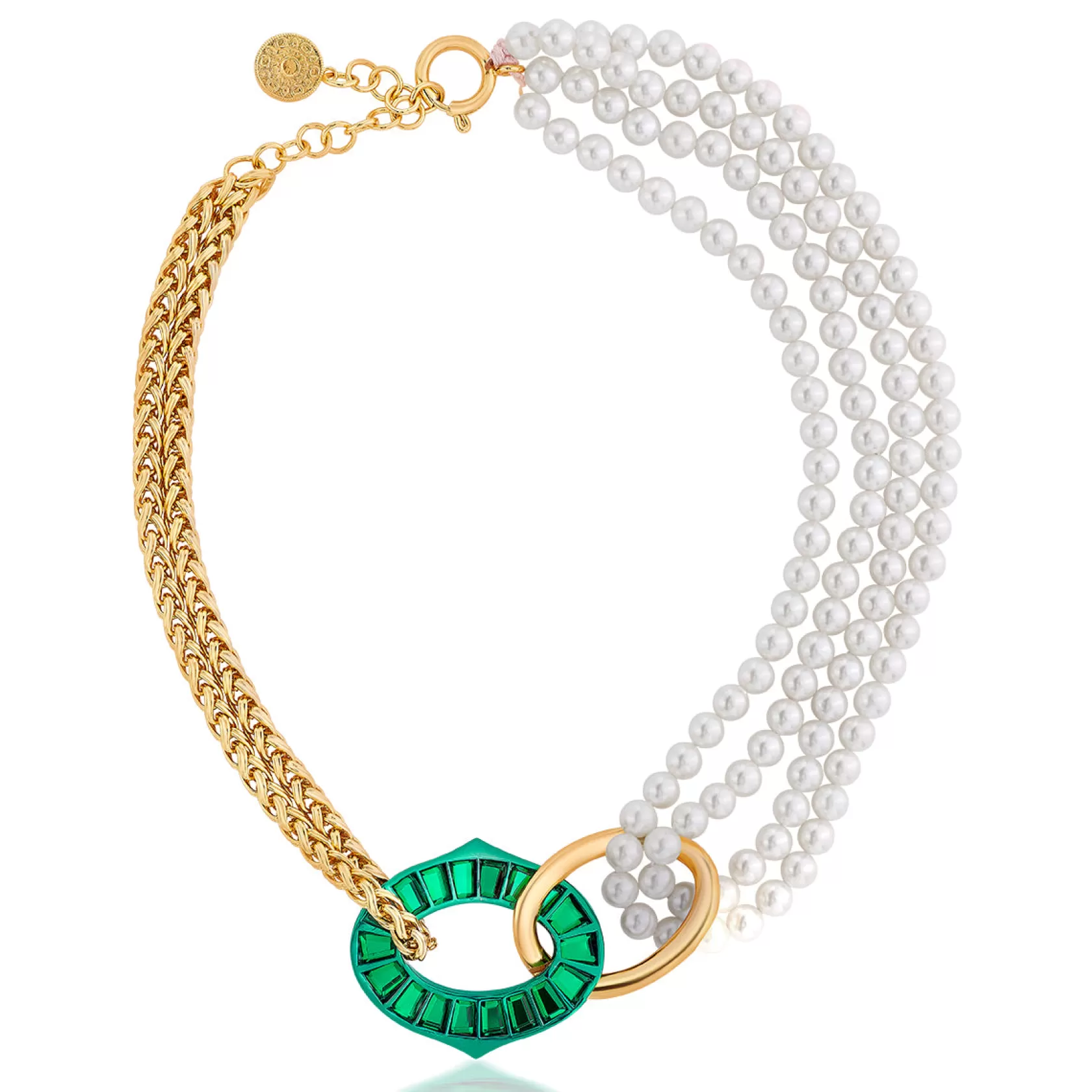 Necklace*Isharya Sultana Mirror & Pearl Necklace Green