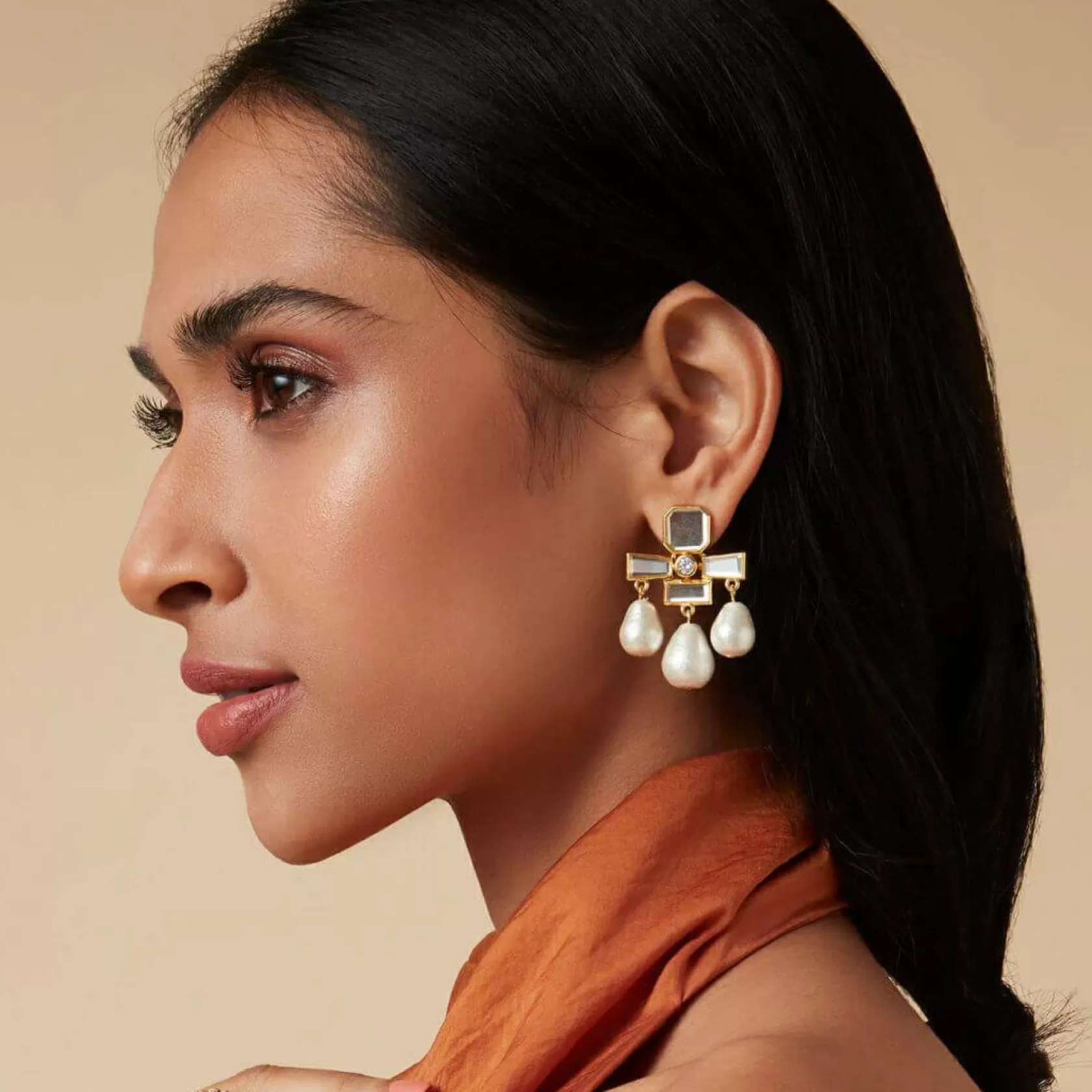 Earrings*Isharya Trio Drop Earrings White